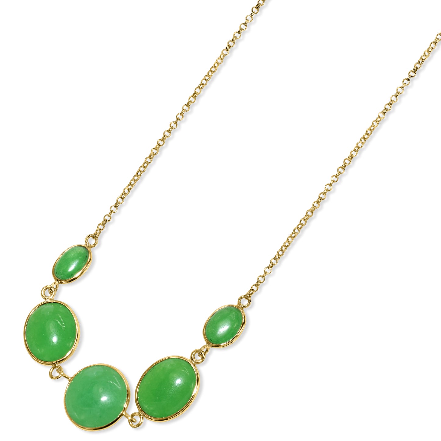 14k Green Jade 5 Bezel Necklace