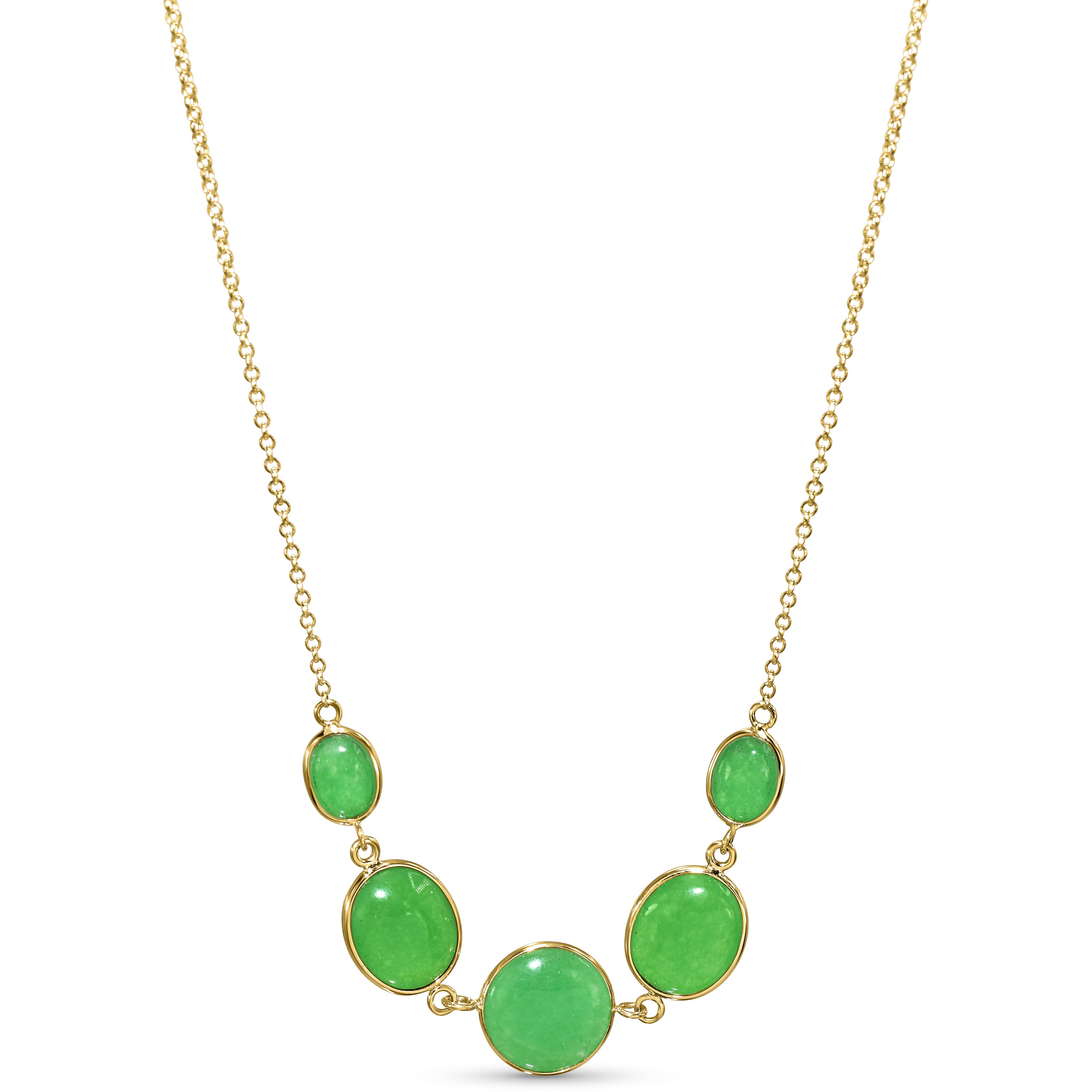 14k Green Jade 5 Bezel Necklace