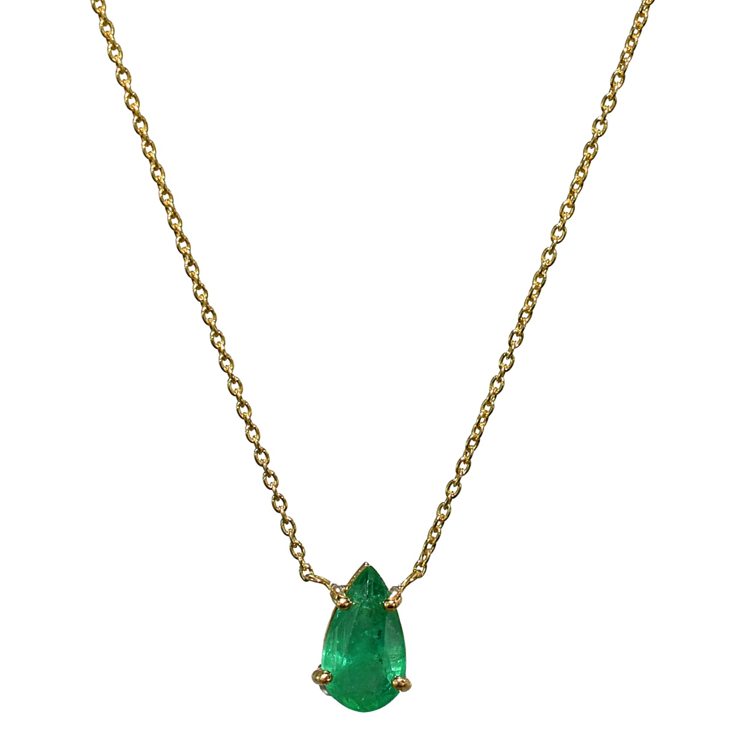 14k Pear Shaped Emerald Necklace