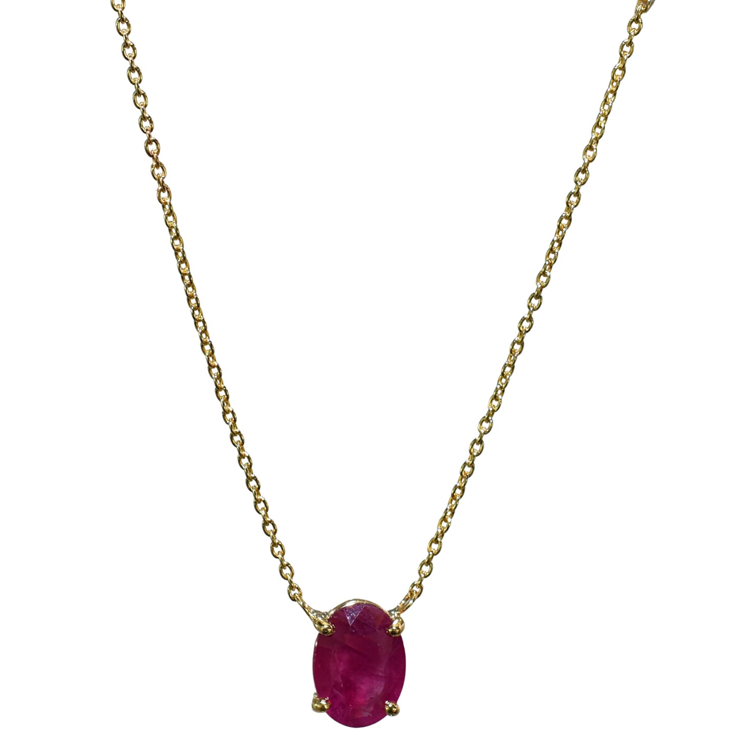 14k Oval Shaped Ruby Necklace