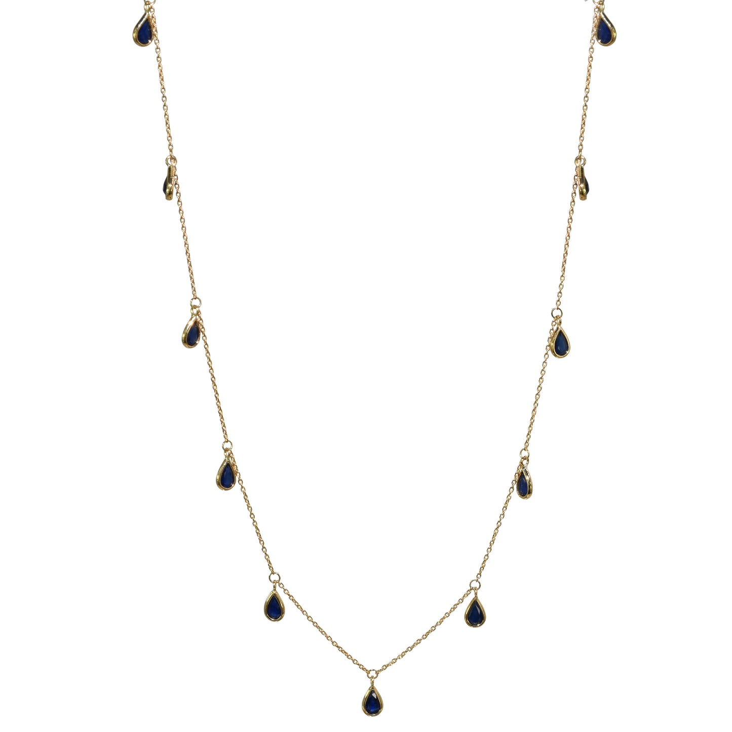 14k Multi Drop Sapphire Necklace