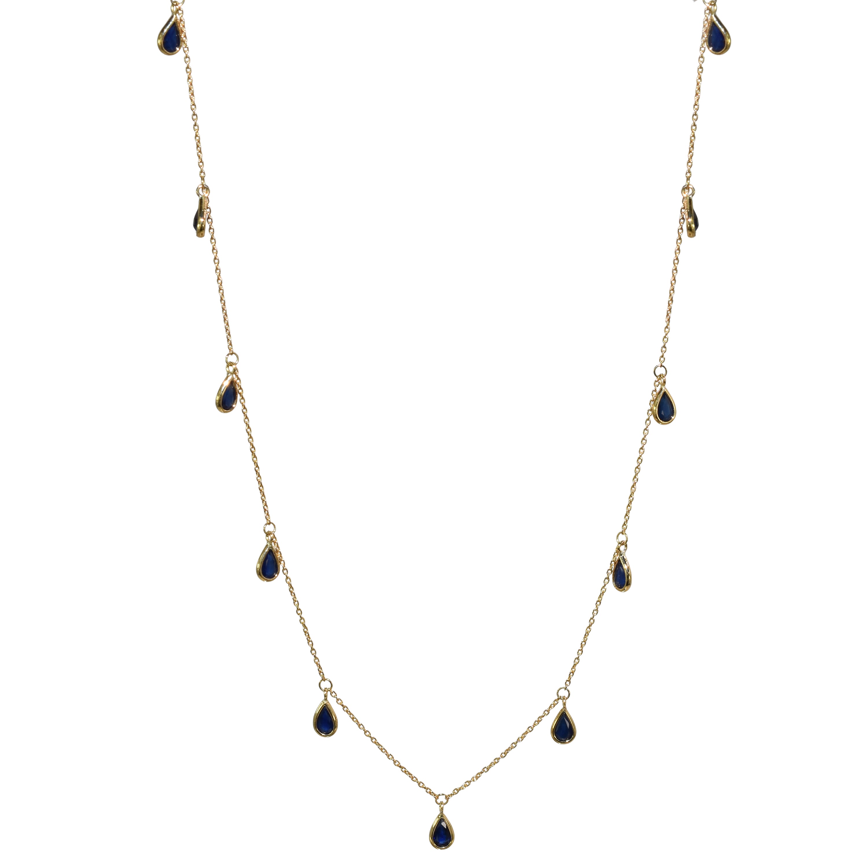 14k Multi Drop Sapphire Necklace