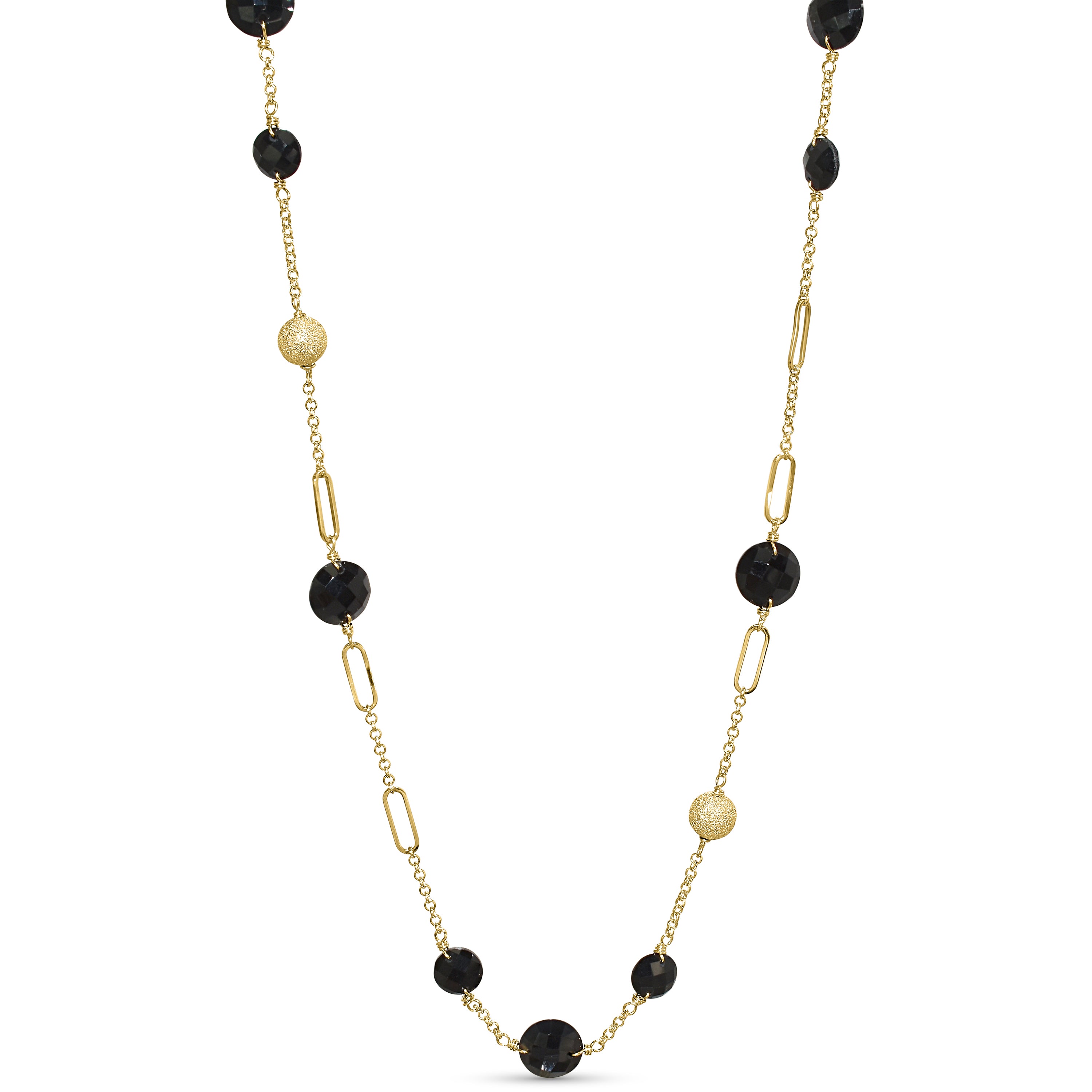 14k Black Onyx Fancy Station Necklace