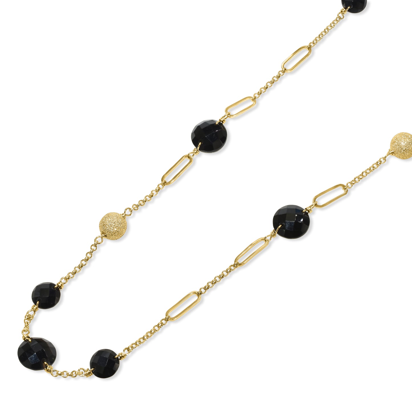 14k Black Onyx Fancy Station Necklace