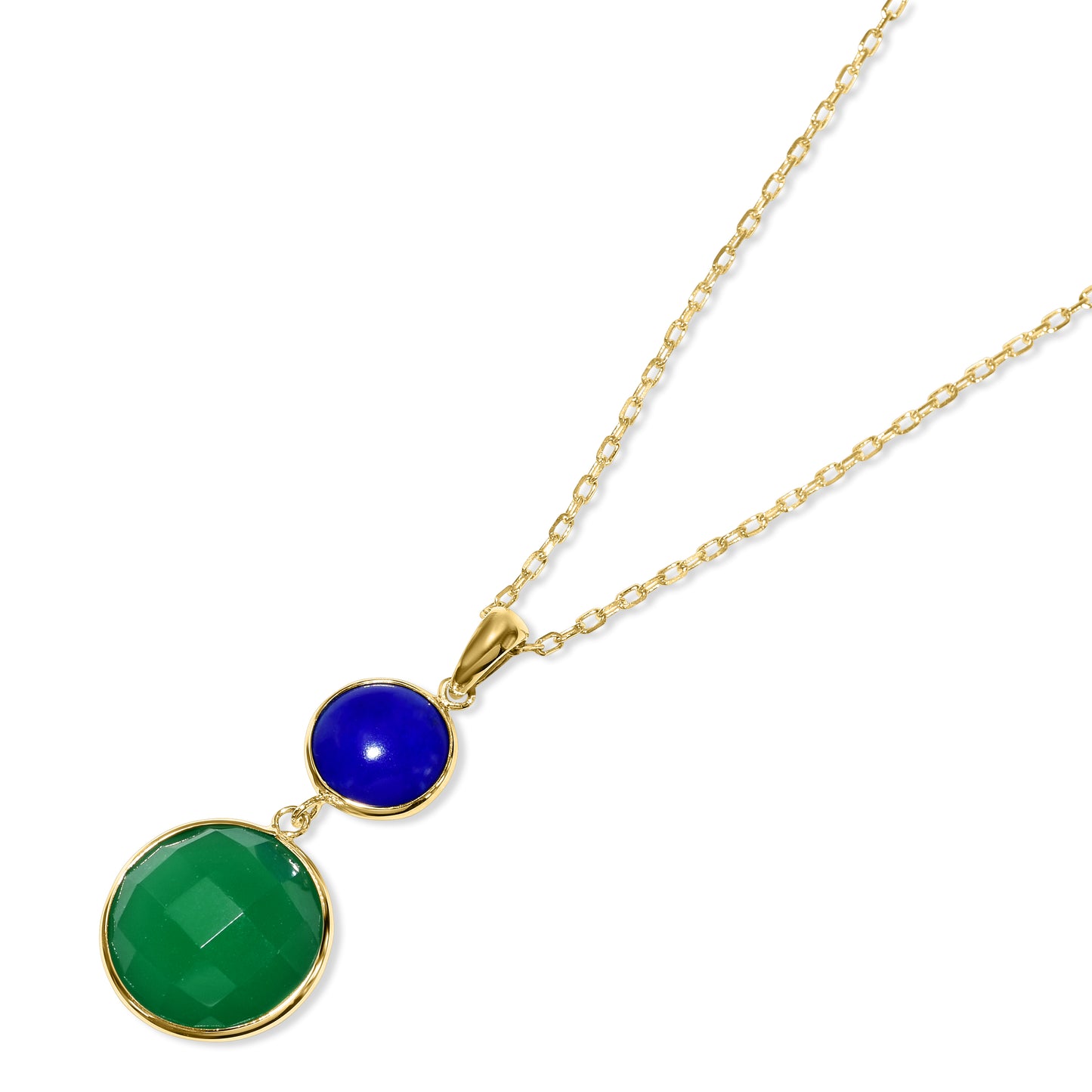 14k Lapis Green Onyx Pendant Necklace