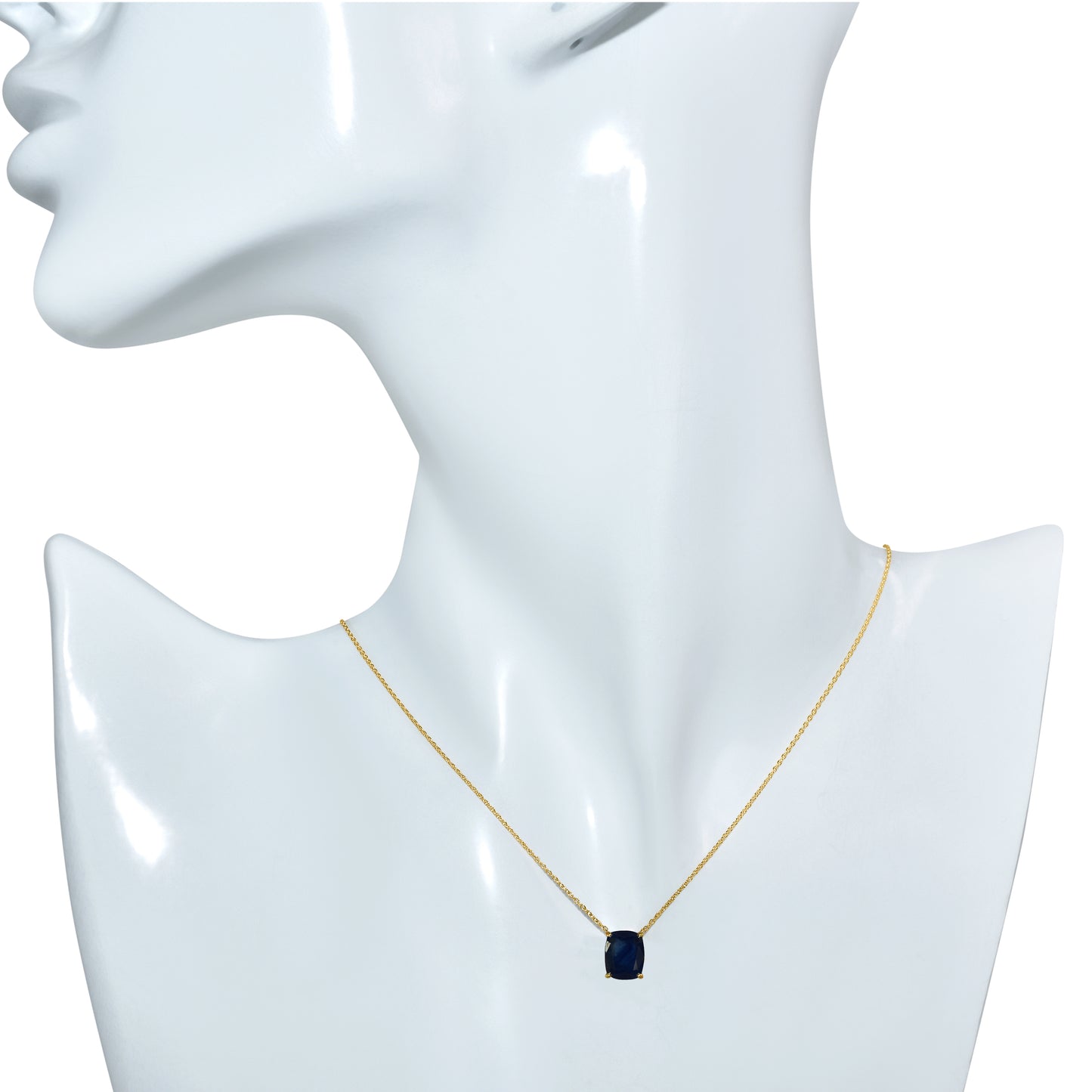 14k Sapphire Rectangle Shape Necklace