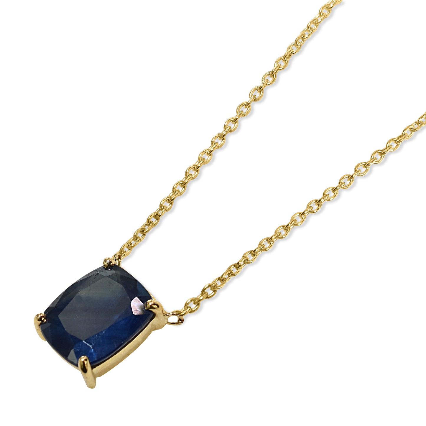 14k Sapphire Rectangle Shape Necklace