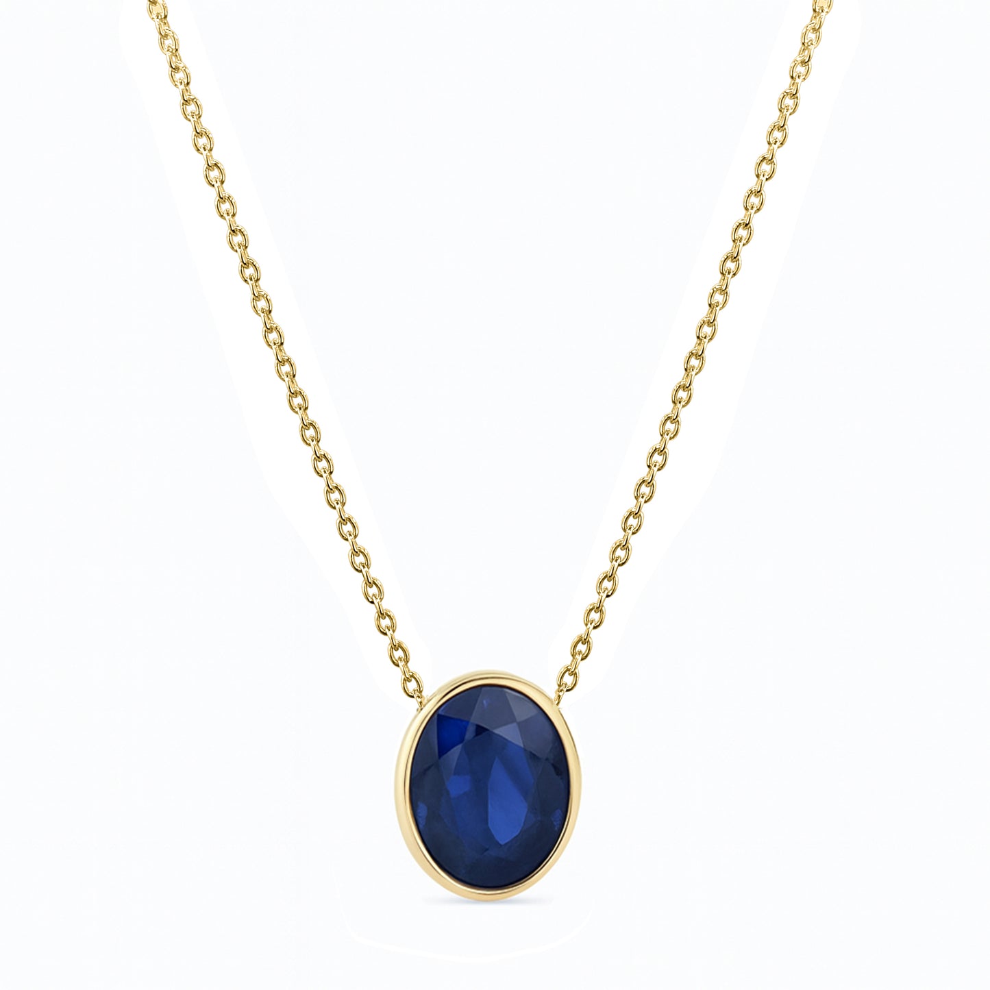 14k Sapphire Oval Bezel Necklace