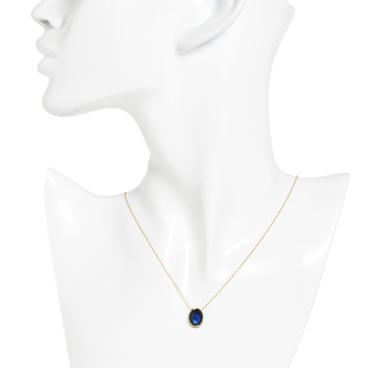 14k Sapphire Oval Bezel Necklace
