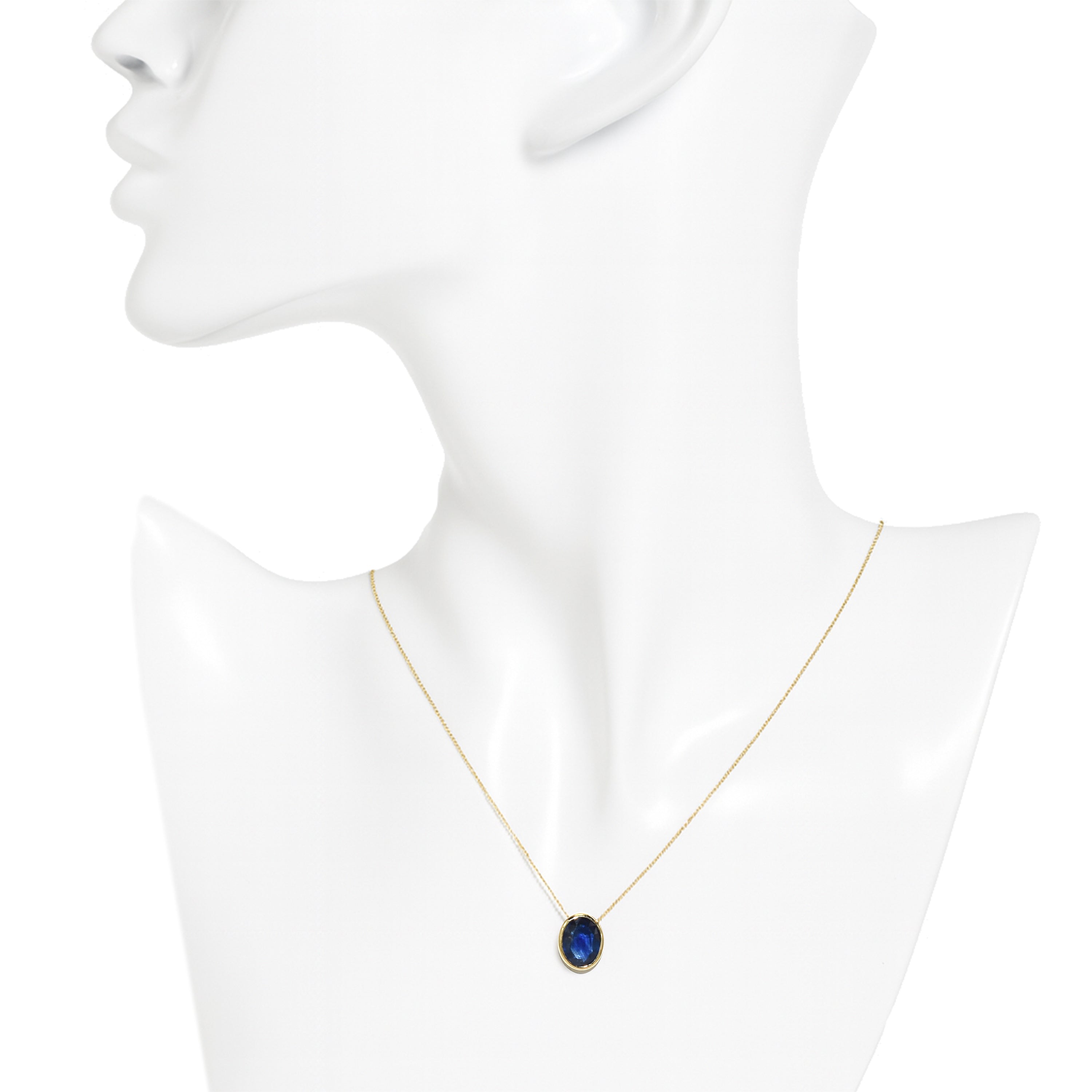 14k Sapphire Oval Bezel Necklace