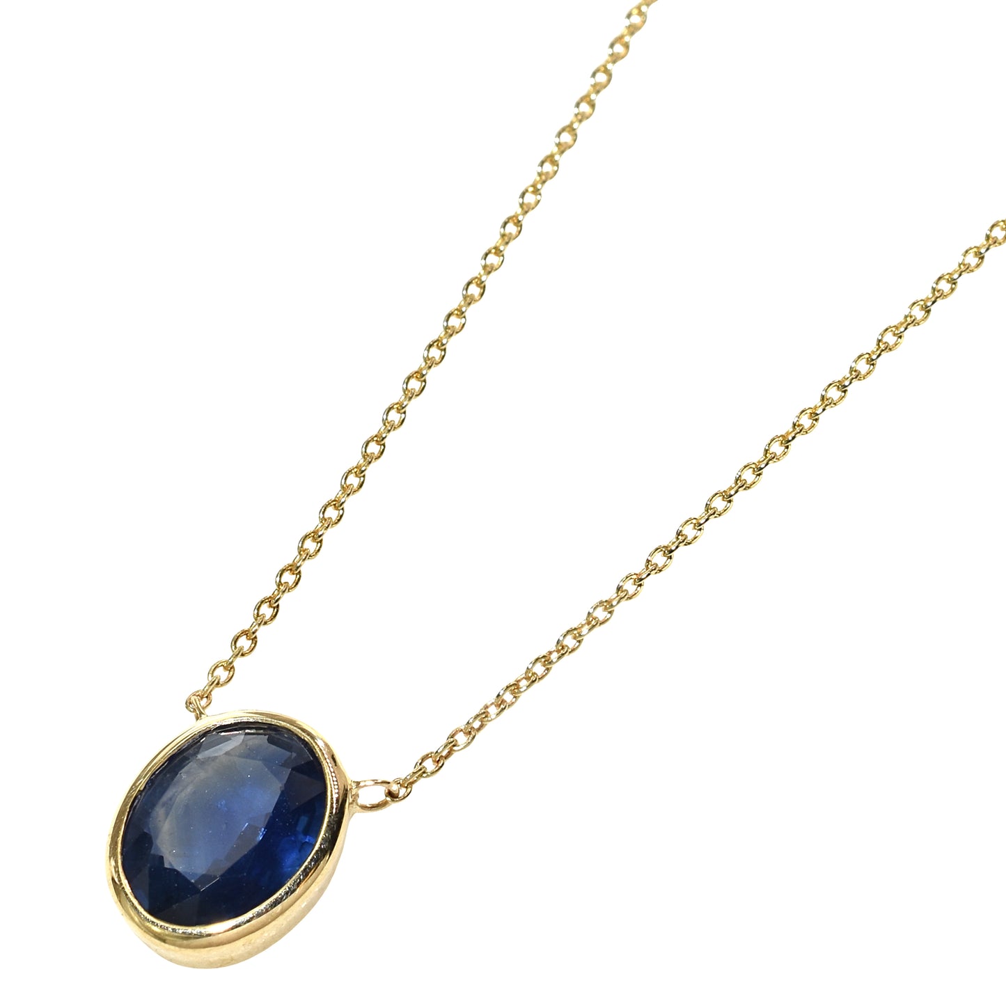 14k Sapphire Oval Bezel Necklace