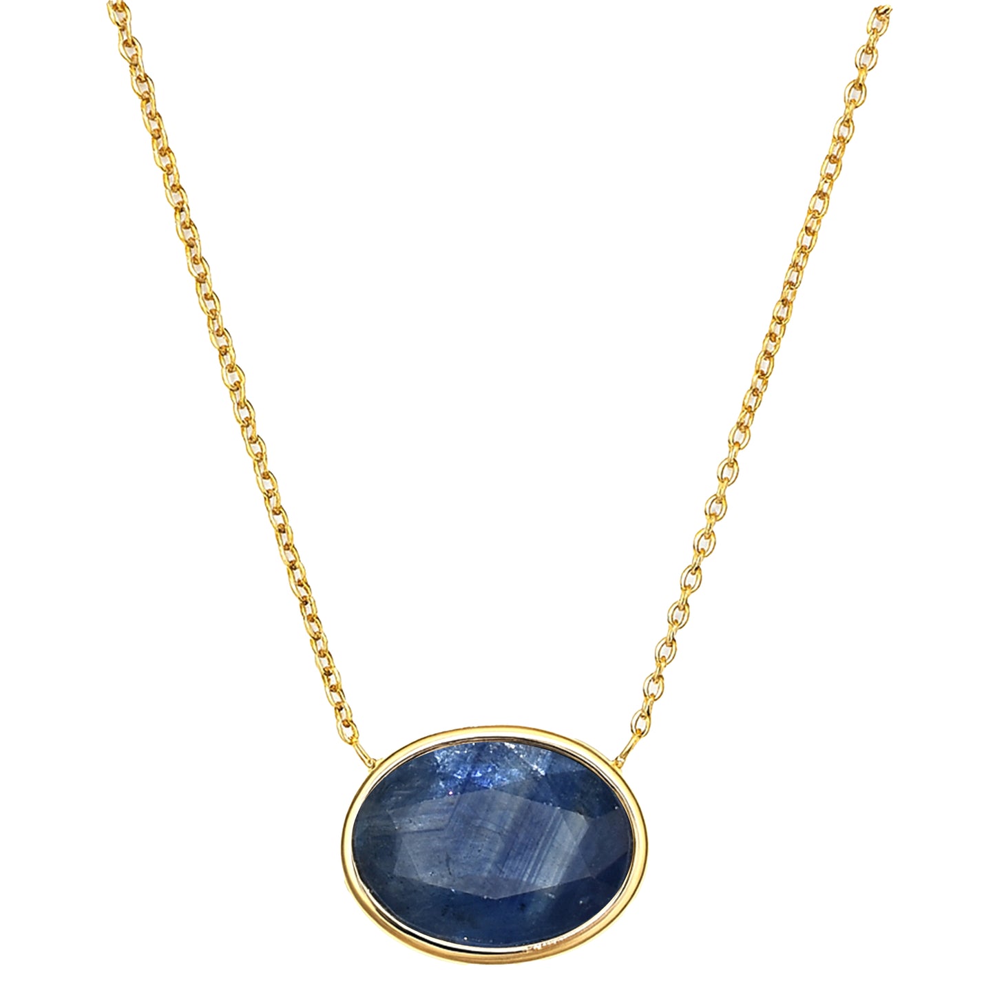 14k Sapphire Oval Bezel Necklace