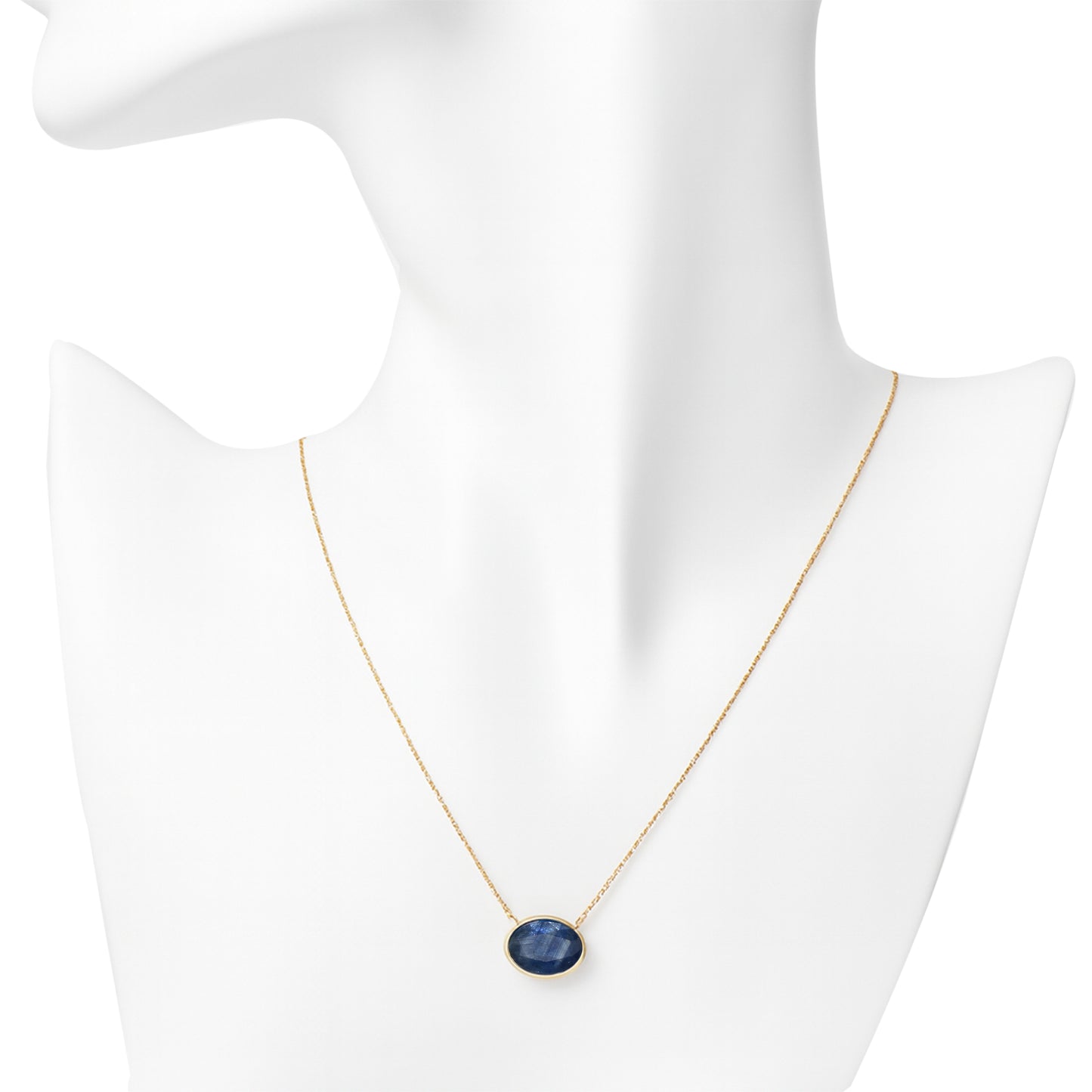 14k Sapphire Oval Bezel Necklace