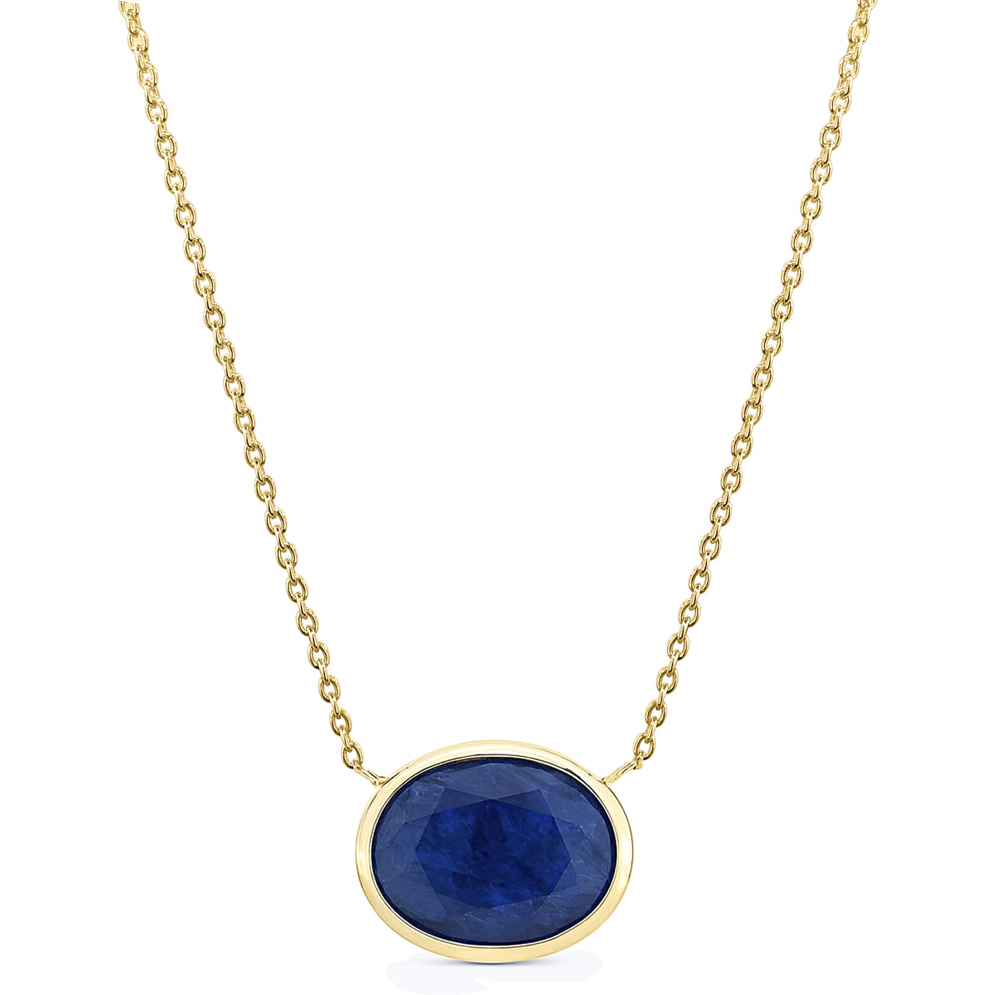 14k Sapphire Oval Bezel Necklace
