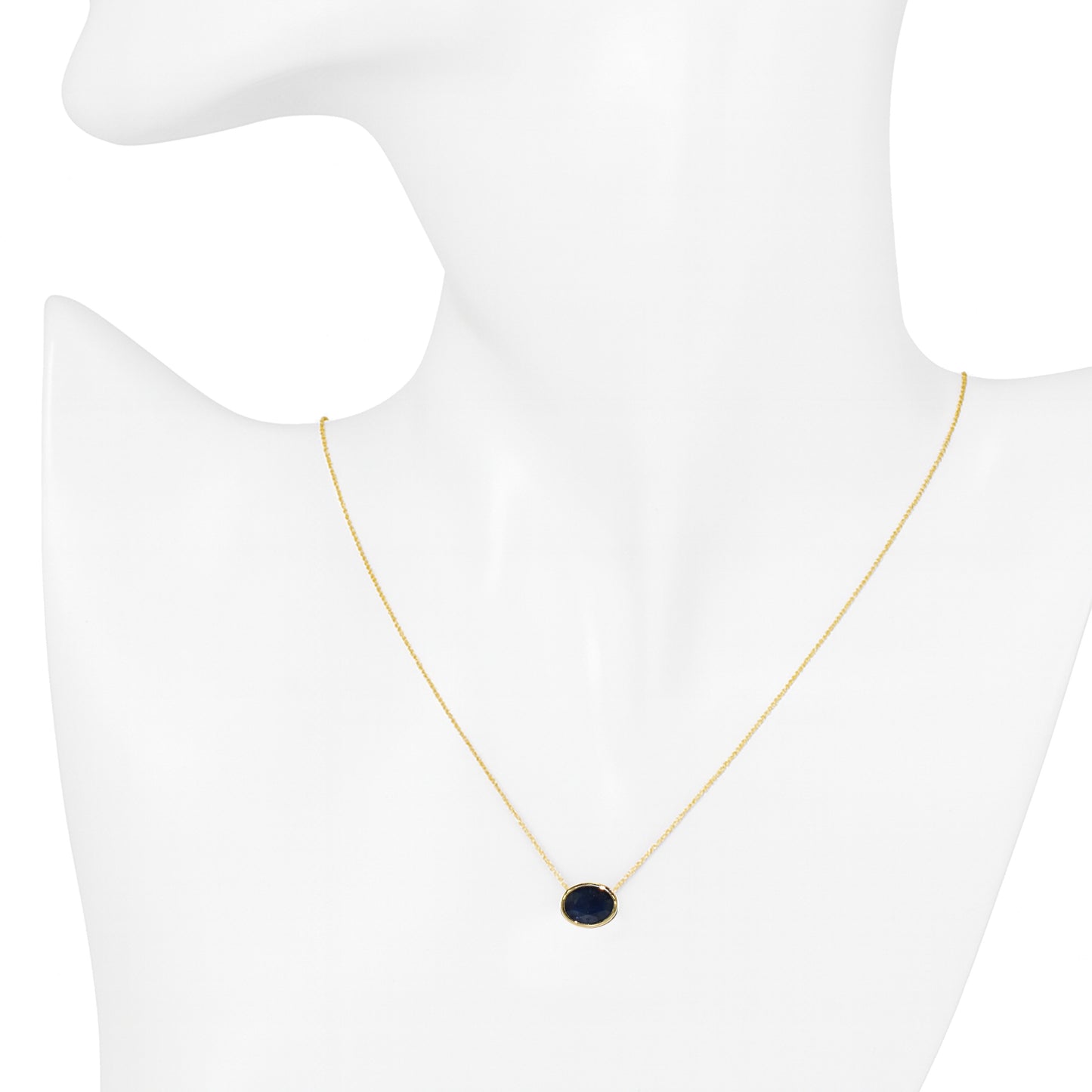 14k Sapphire Oval Bezel Necklace
