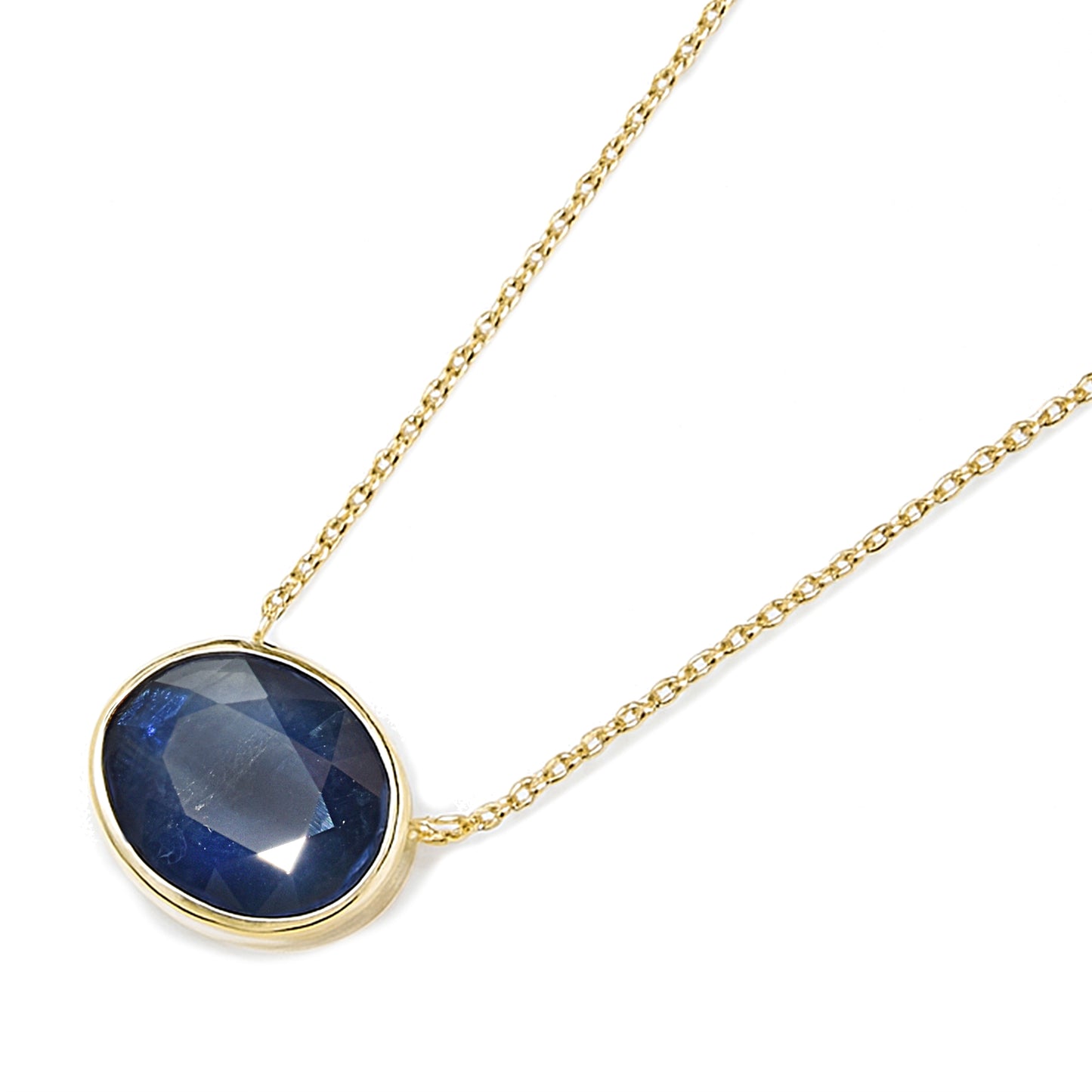 14k Sapphire Oval Bezel Necklace