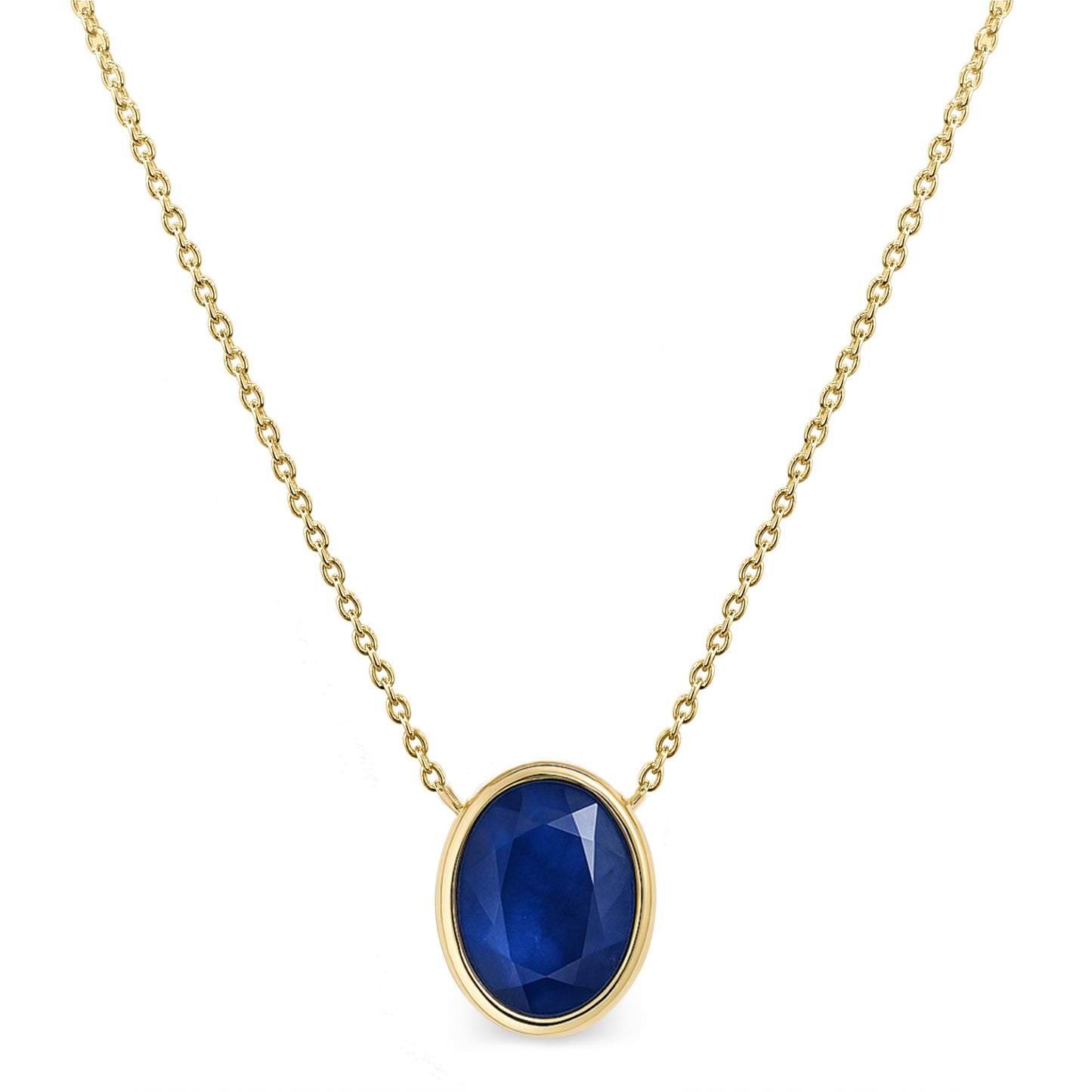 14k Sapphire Oval Bezel Necklace