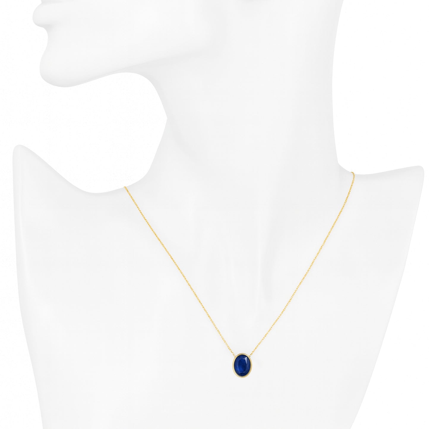 14k Sapphire Oval Bezel Necklace