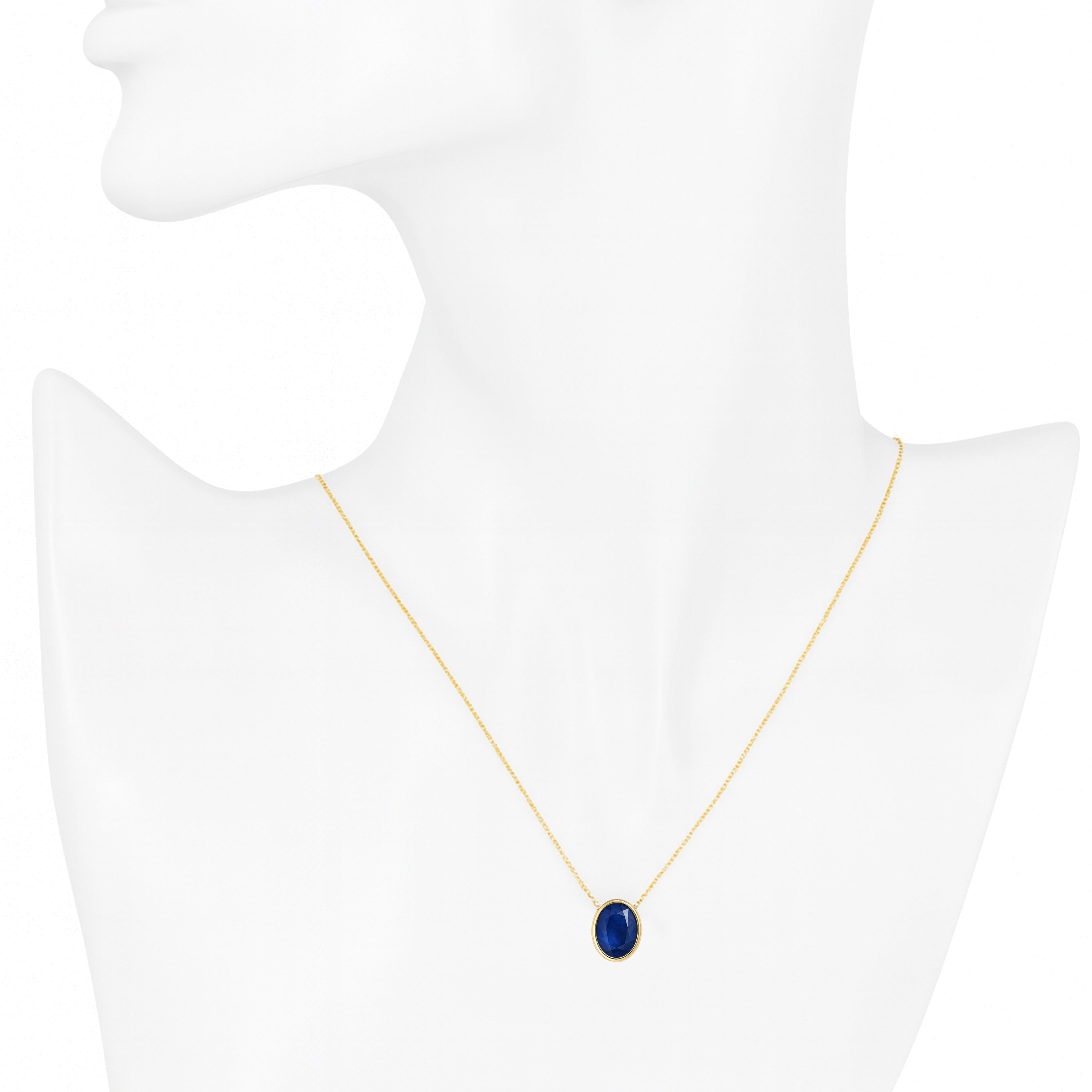 14k Sapphire Oval Bezel Necklace
