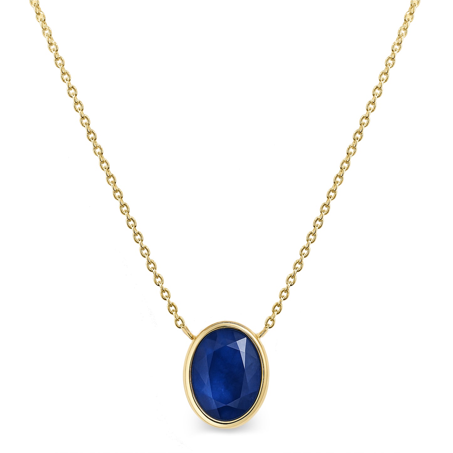 14k Sapphire Oval Bezel Necklace