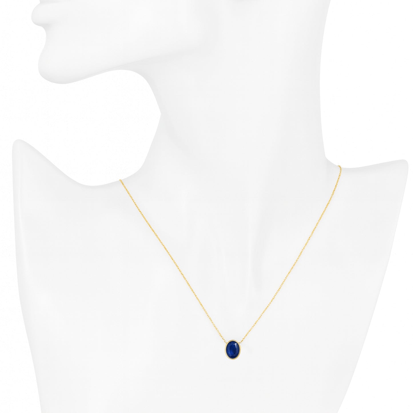 14k Sapphire Oval Bezel Necklace