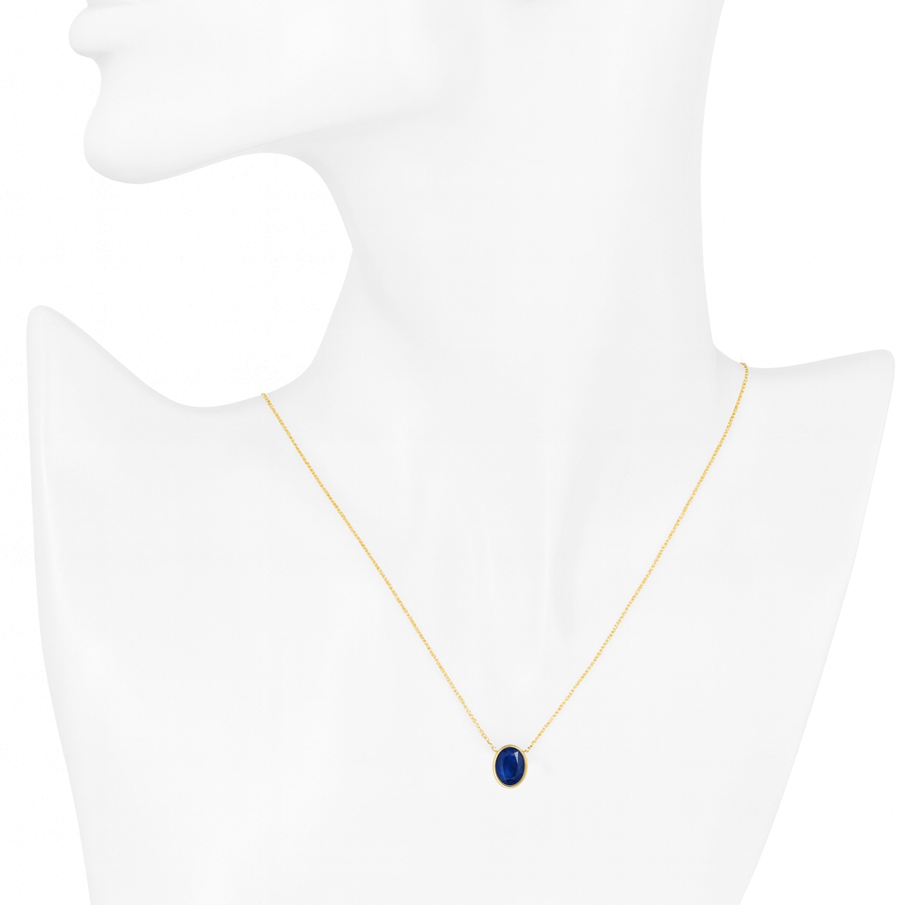 14k Sapphire Oval Bezel Necklace