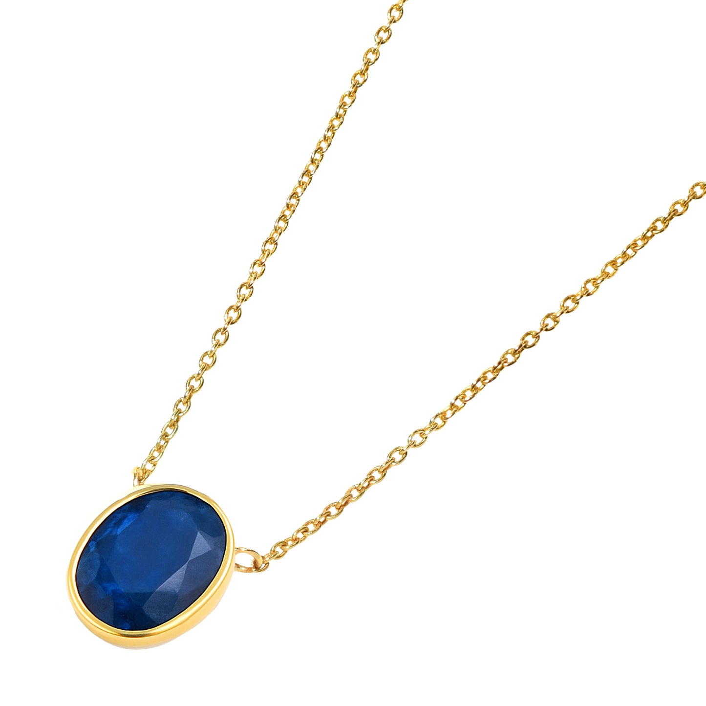 14k Sapphire Oval Bezel Necklace