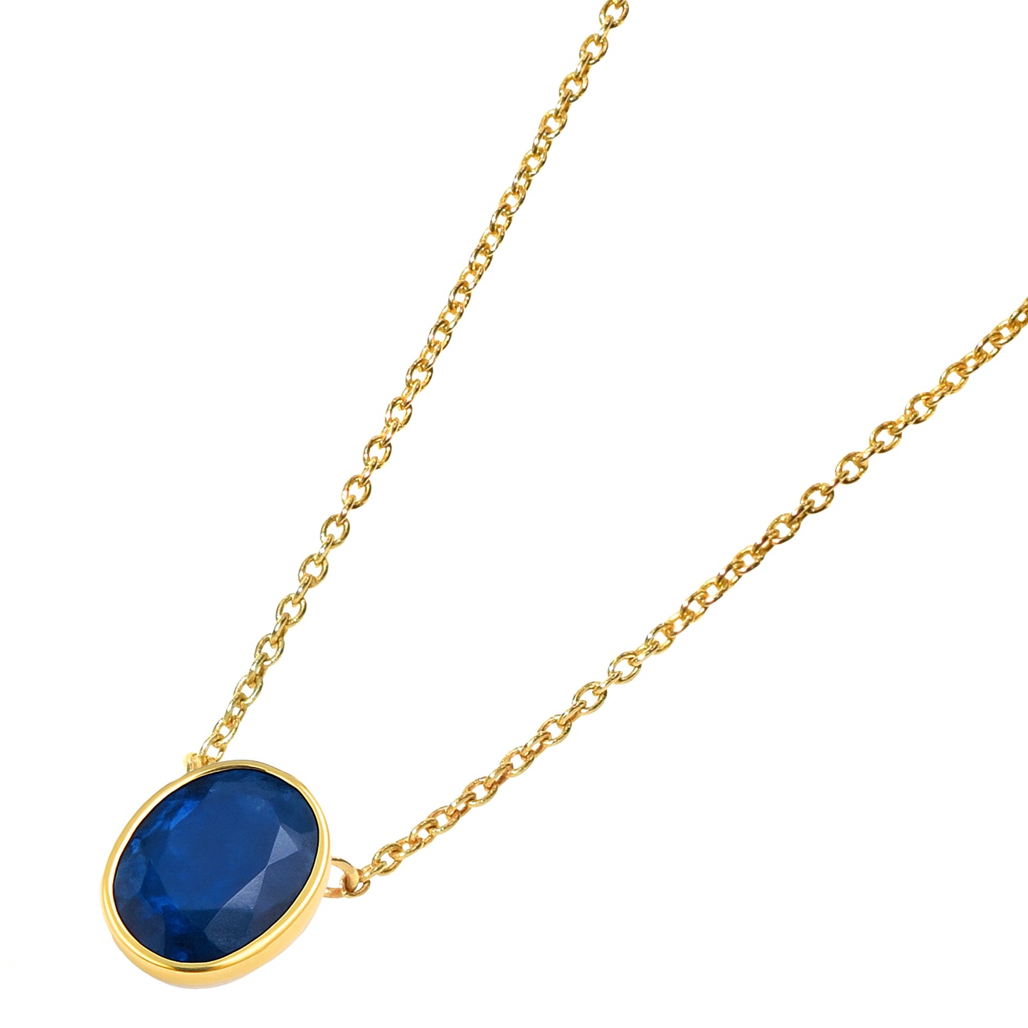 14k Sapphire Oval Shape Necklace