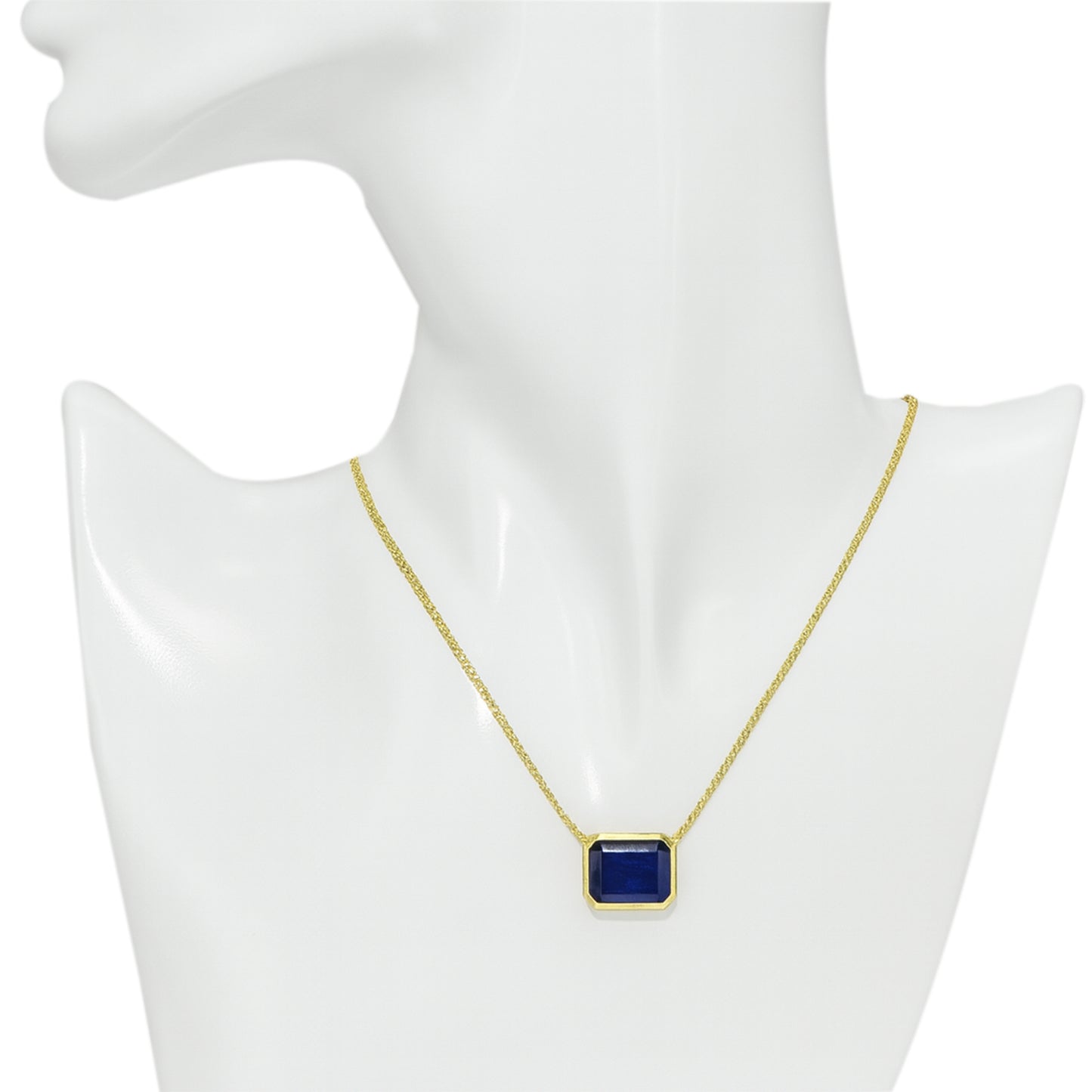 14k Sapphire Rectangle Bezel Necklace