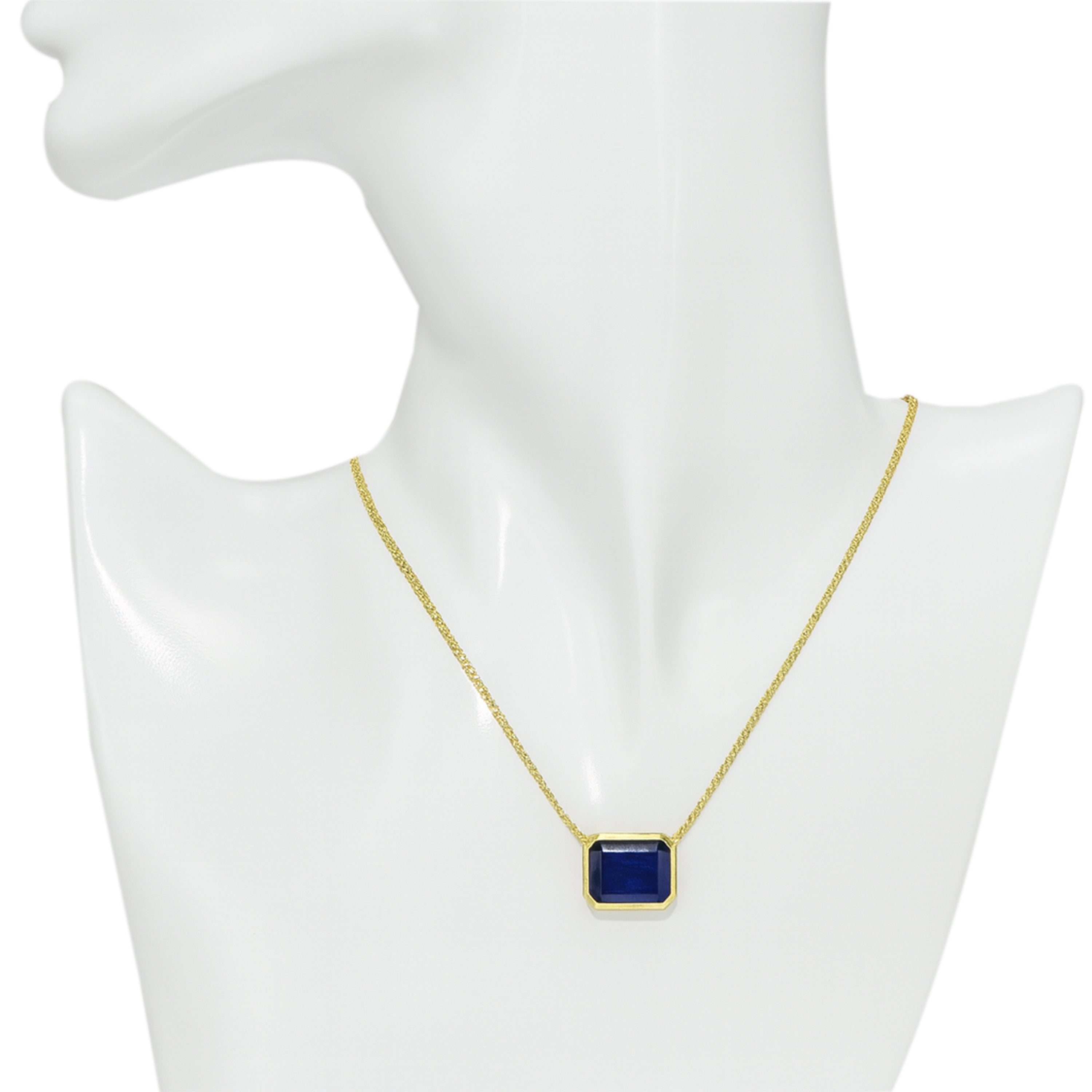 14k Sapphire Rectangle Bezel Necklace