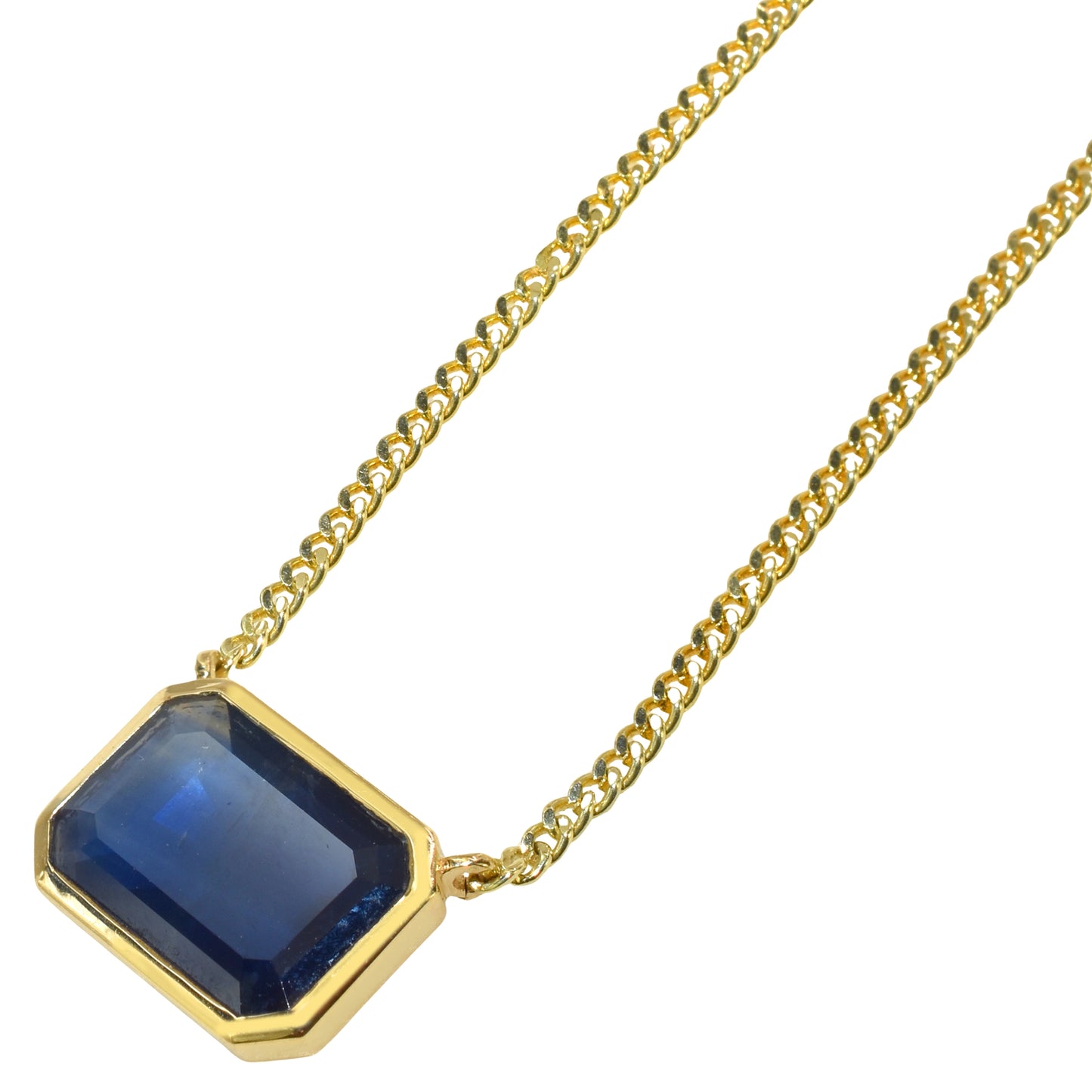 14k Sapphire Rectangle Bezel Necklace