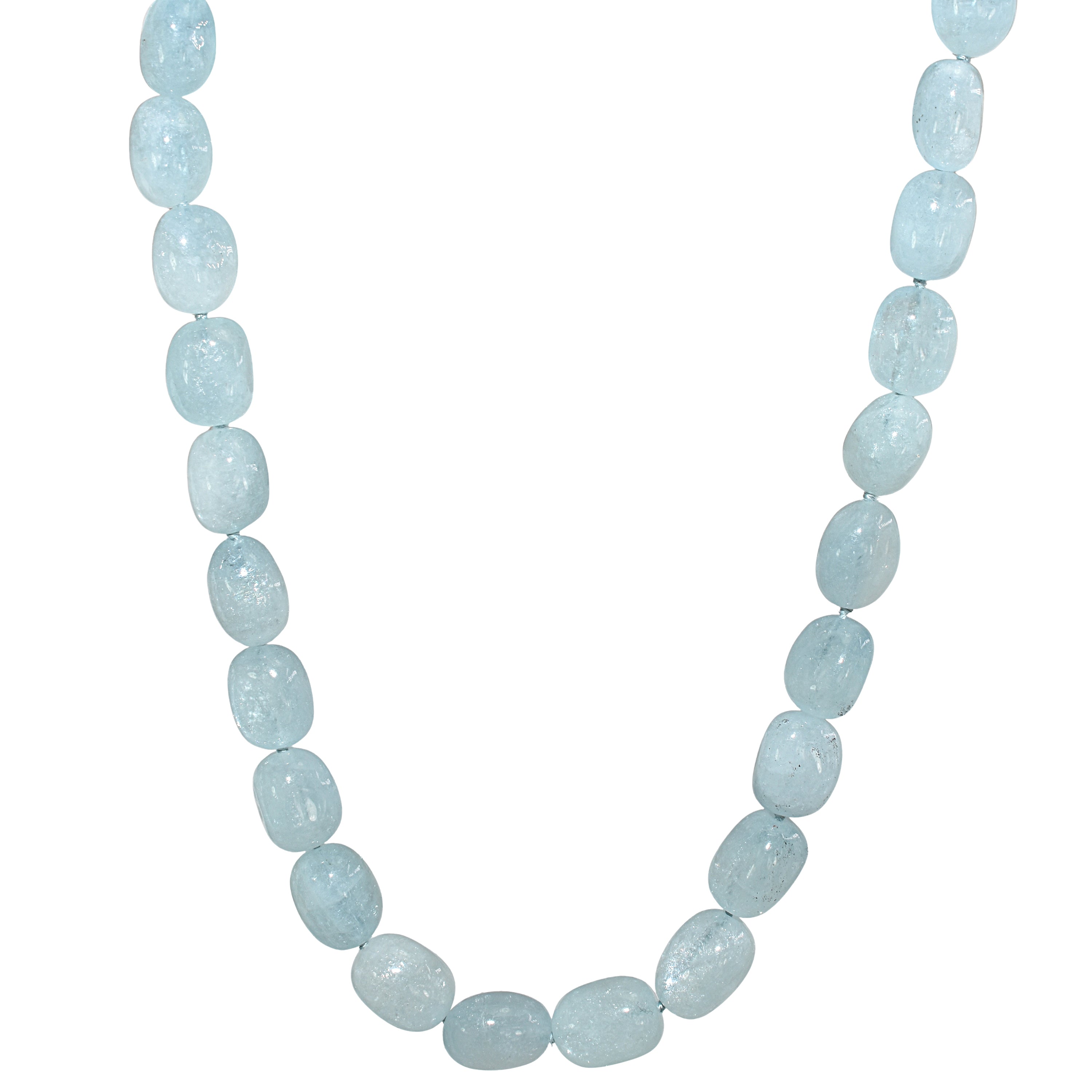 14k Aquamarine Nugget Knotted Necklace