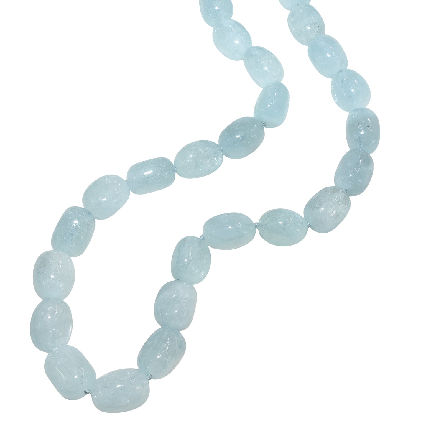 14k Aquamarine Nugget Knotted Necklace