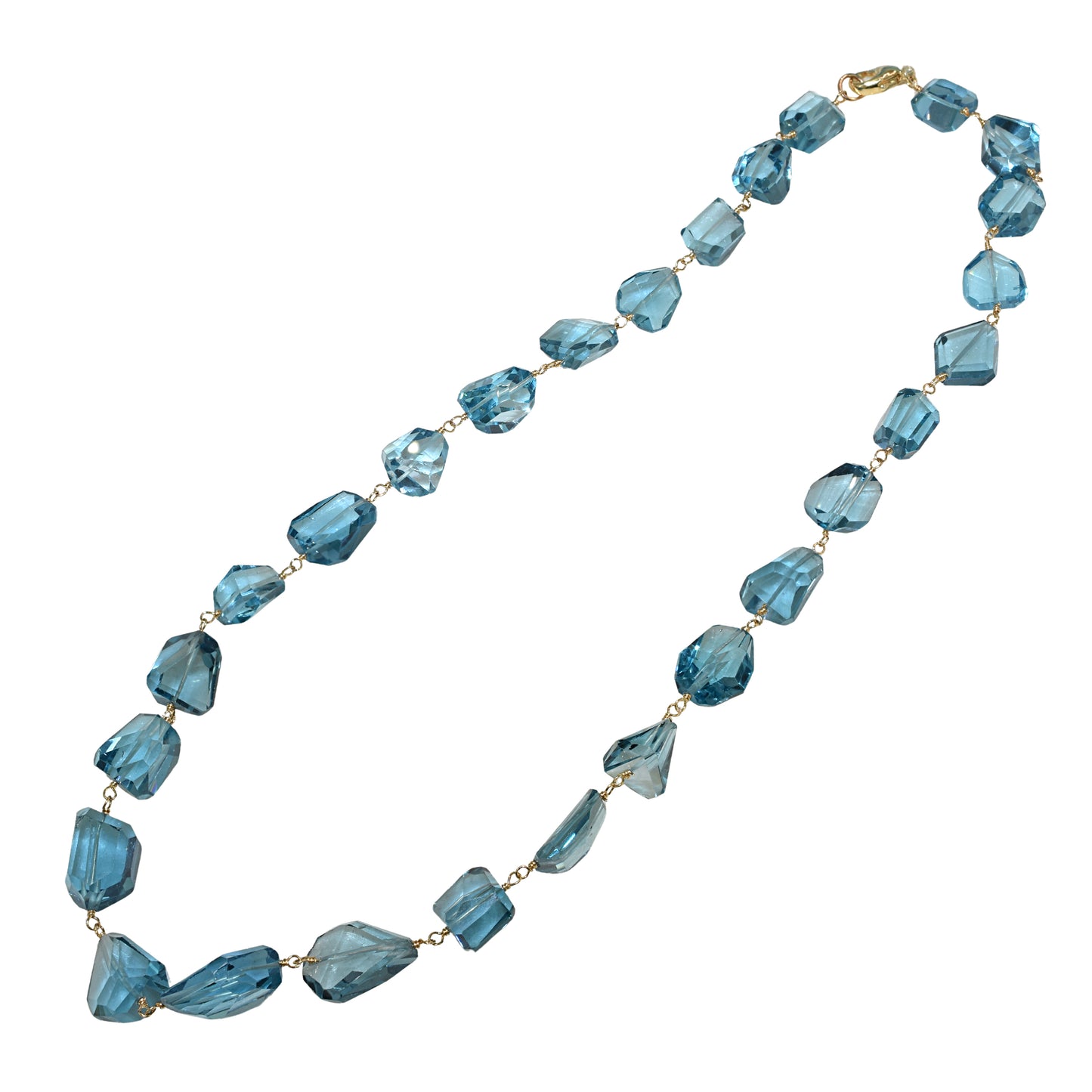 14k London Blue Topaz Nugget Link Necklace