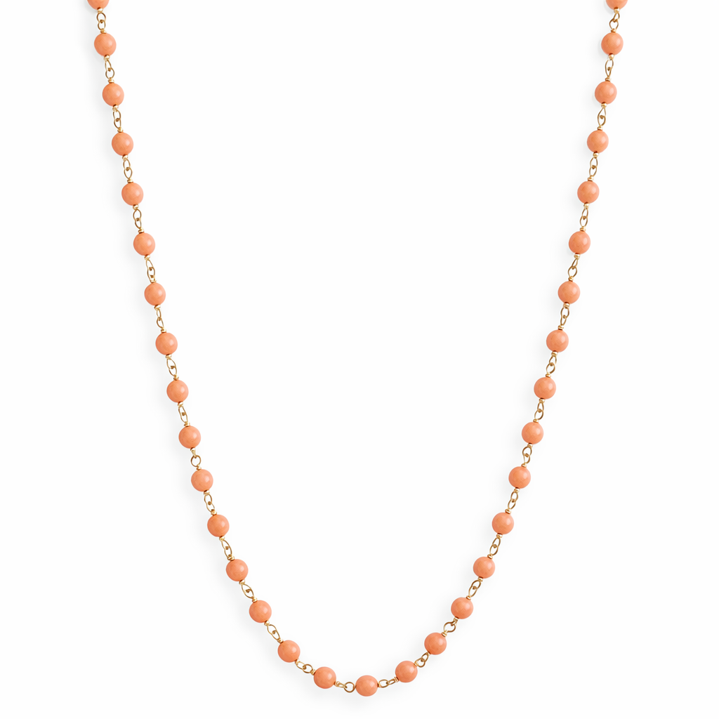 14k Pink Coral Link Necklace