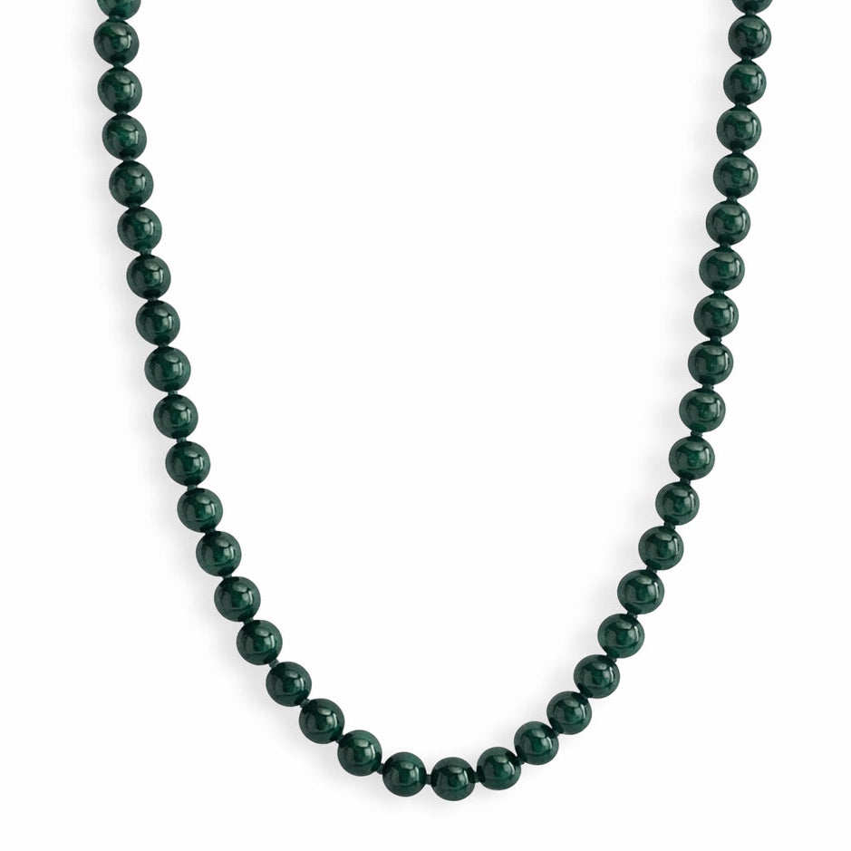 14k Malachite 8MM Knotted Necklace
