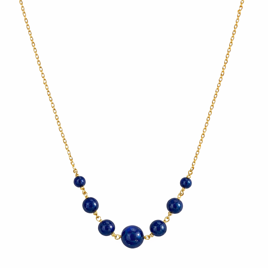 14k Lapis Link Center Necklace