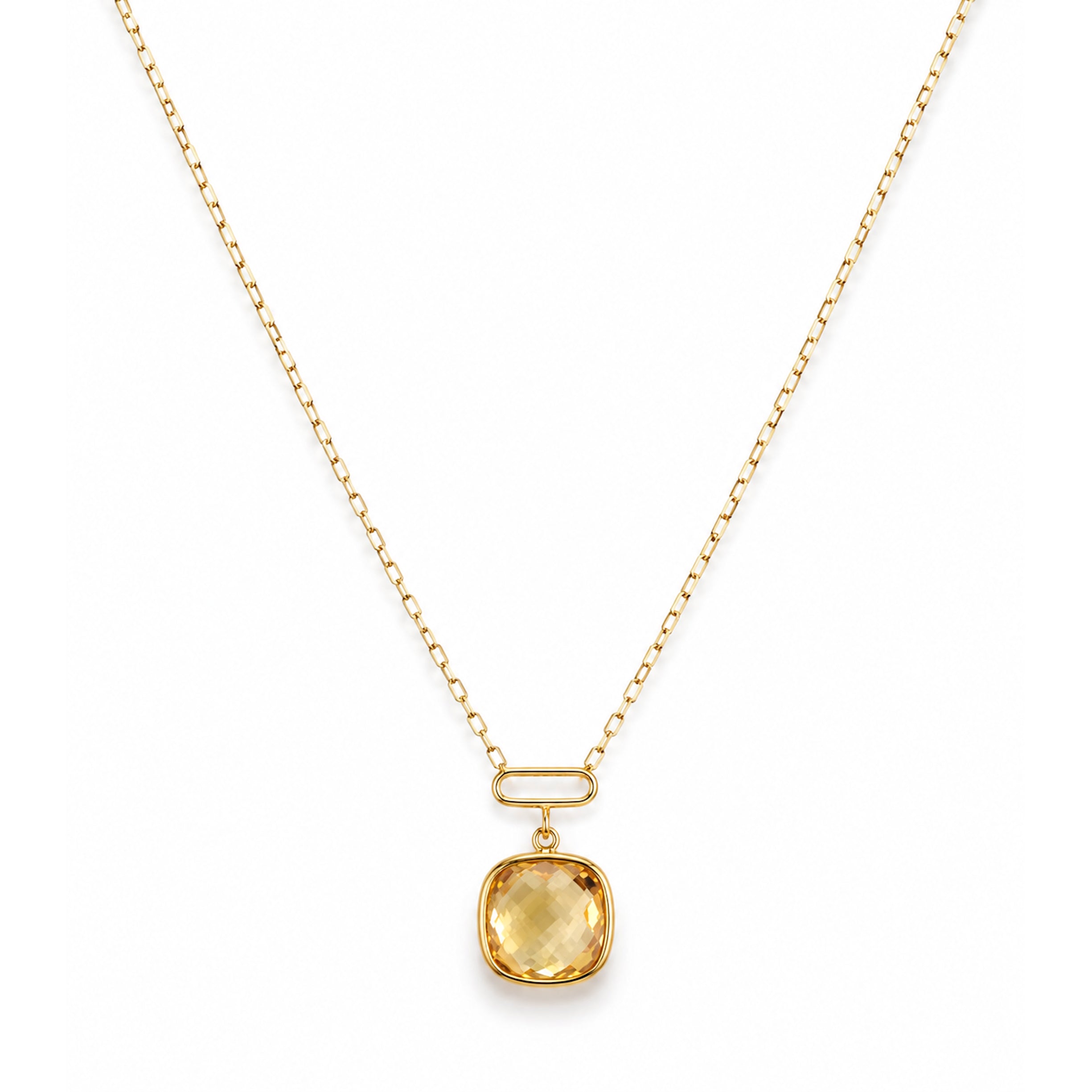 14k Citrine Paperclip Pendant Necklace