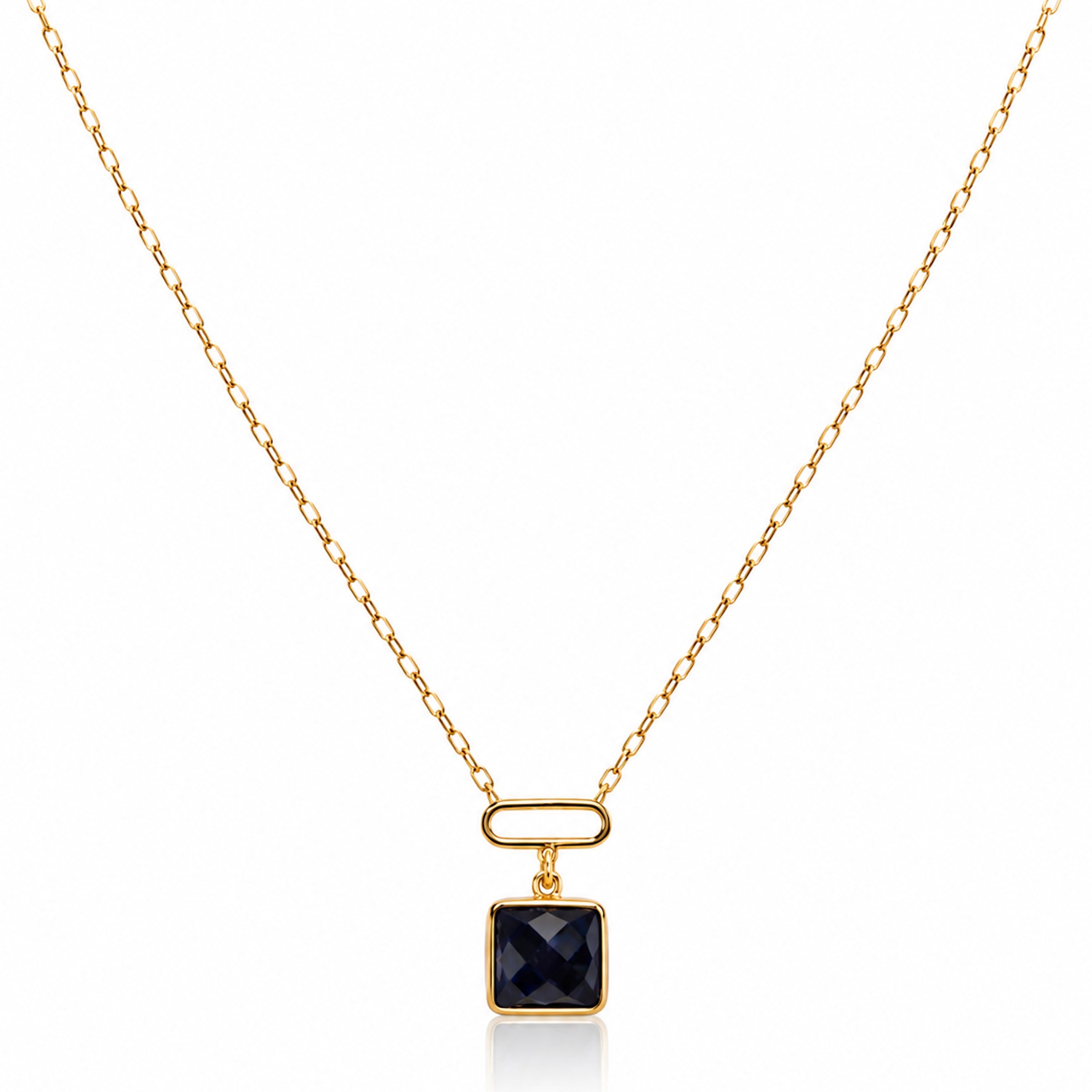 14k Black Onyx Paperclip Pendant Necklace