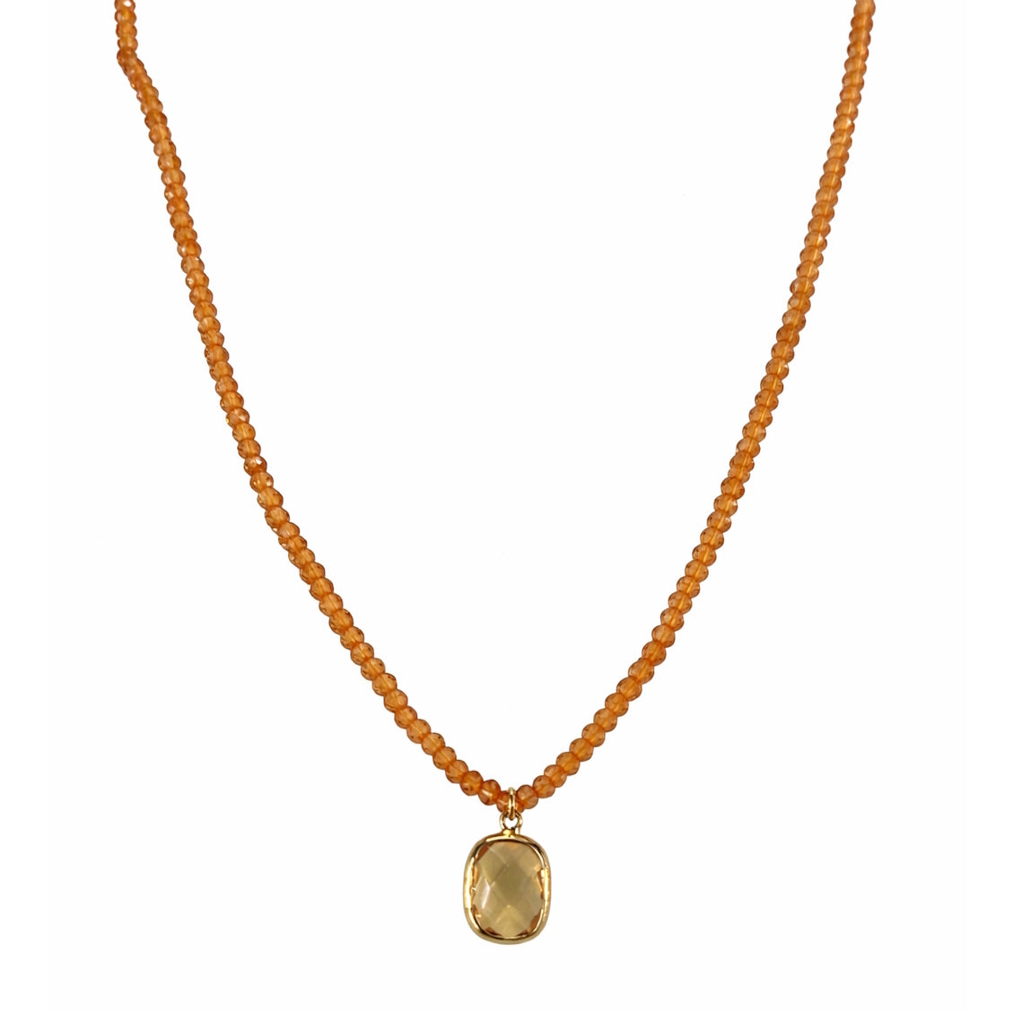 14k Gemstones Small Beads with Mix Pendant Necklace