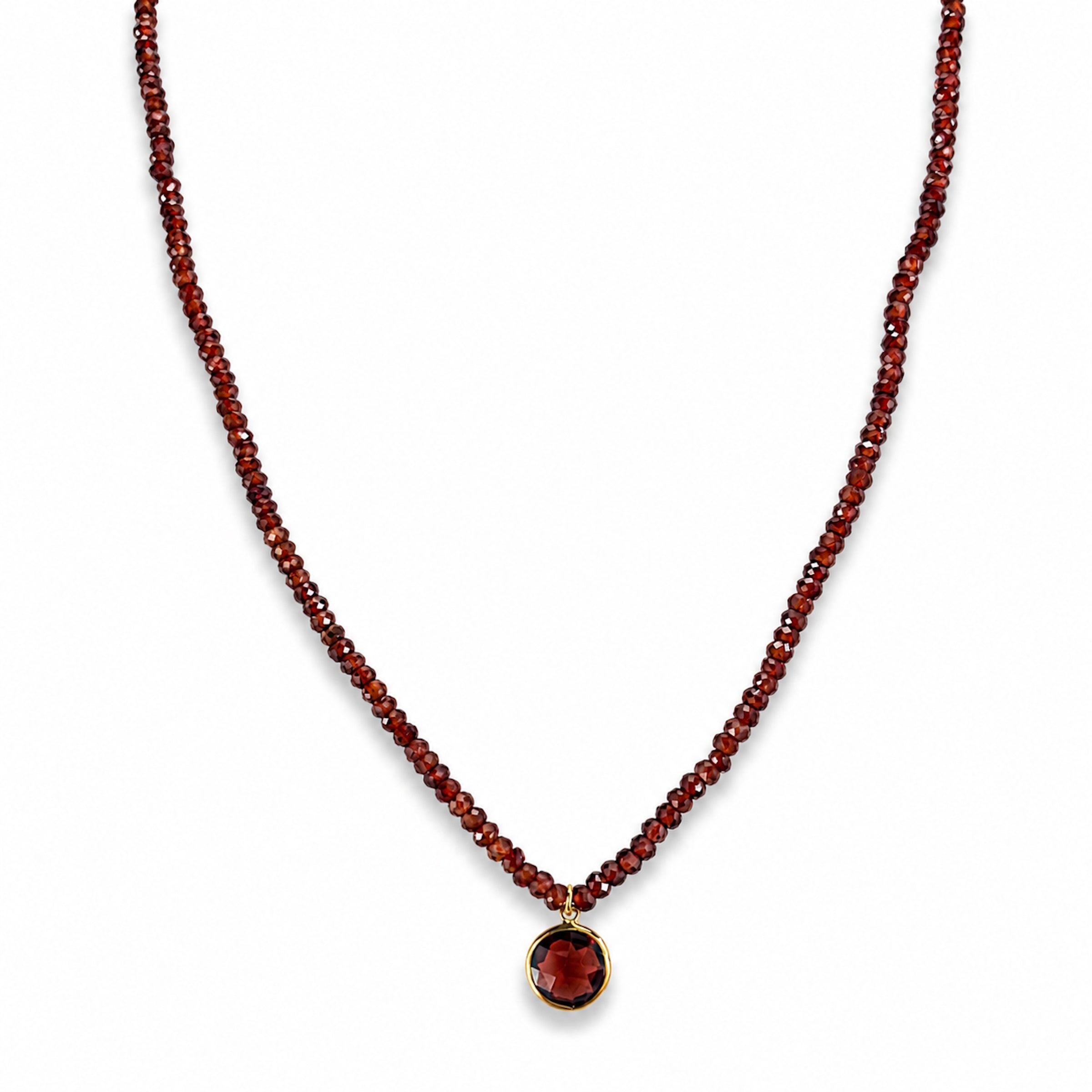 14k Gemstones Small Beads with Mix Pendant Necklace