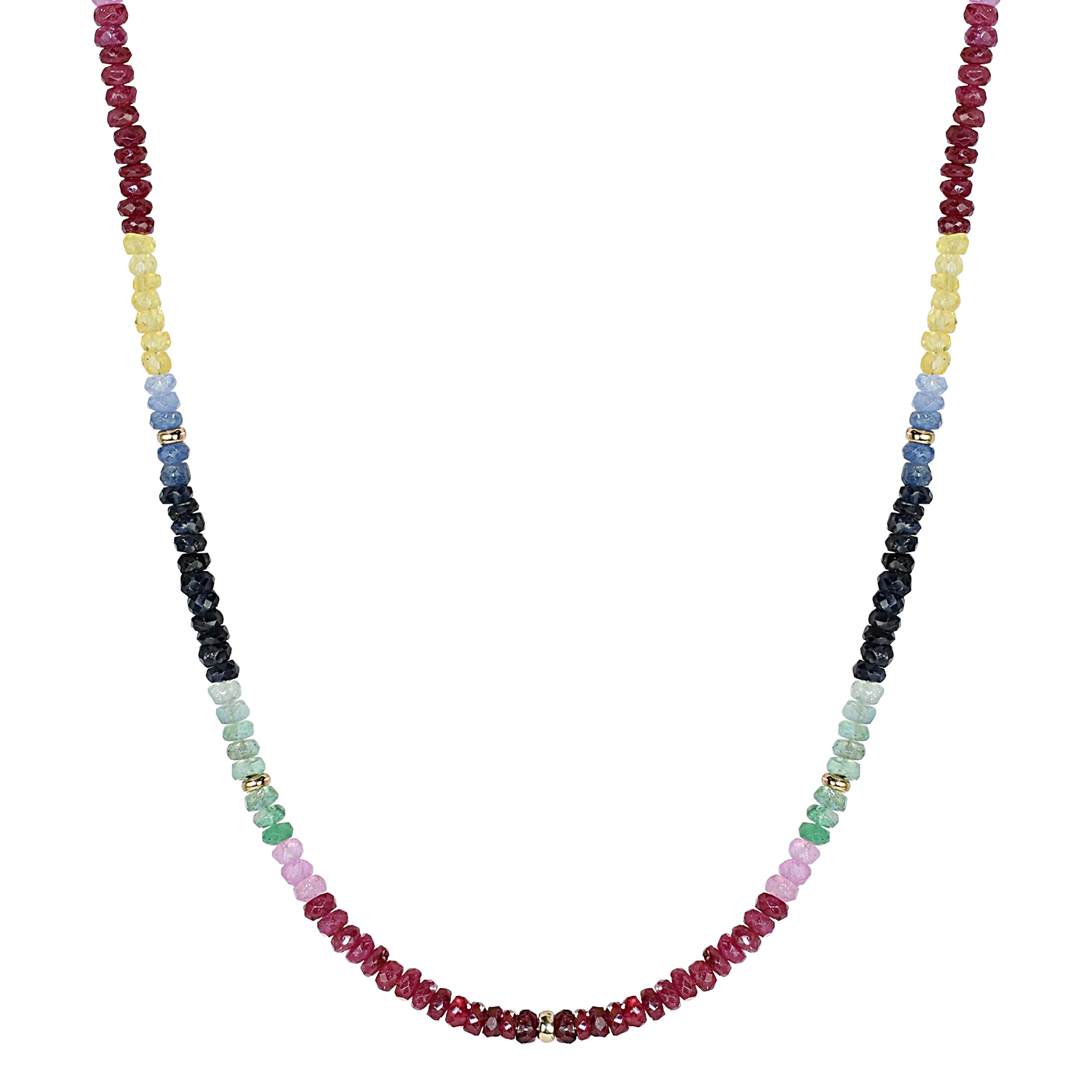 14k Shades of Gemstones and Gold Roundel Necklace
