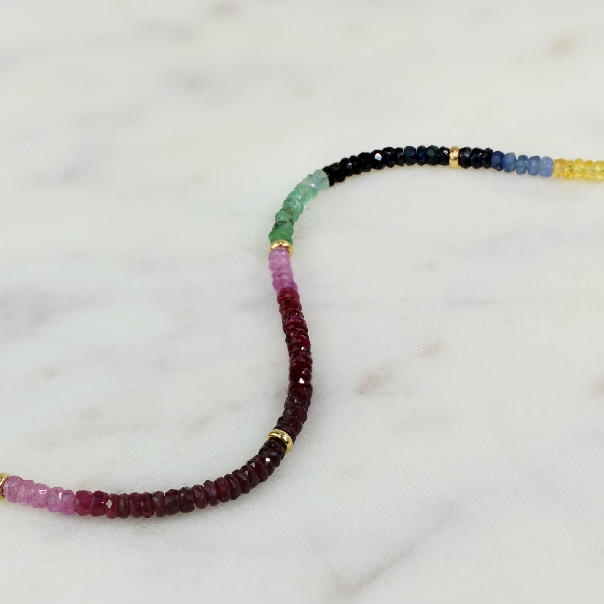 14k Shades of Gemstones and Gold Roundel Necklace