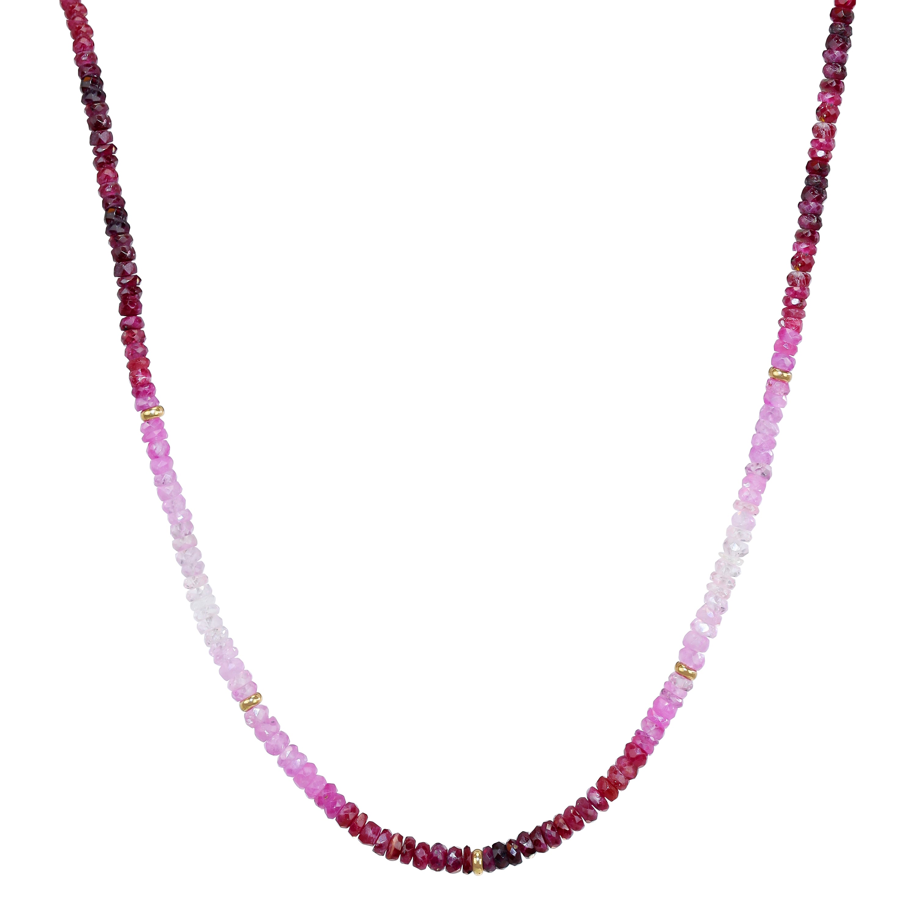 14k Shades of Gemstones and Gold Roundel Necklace