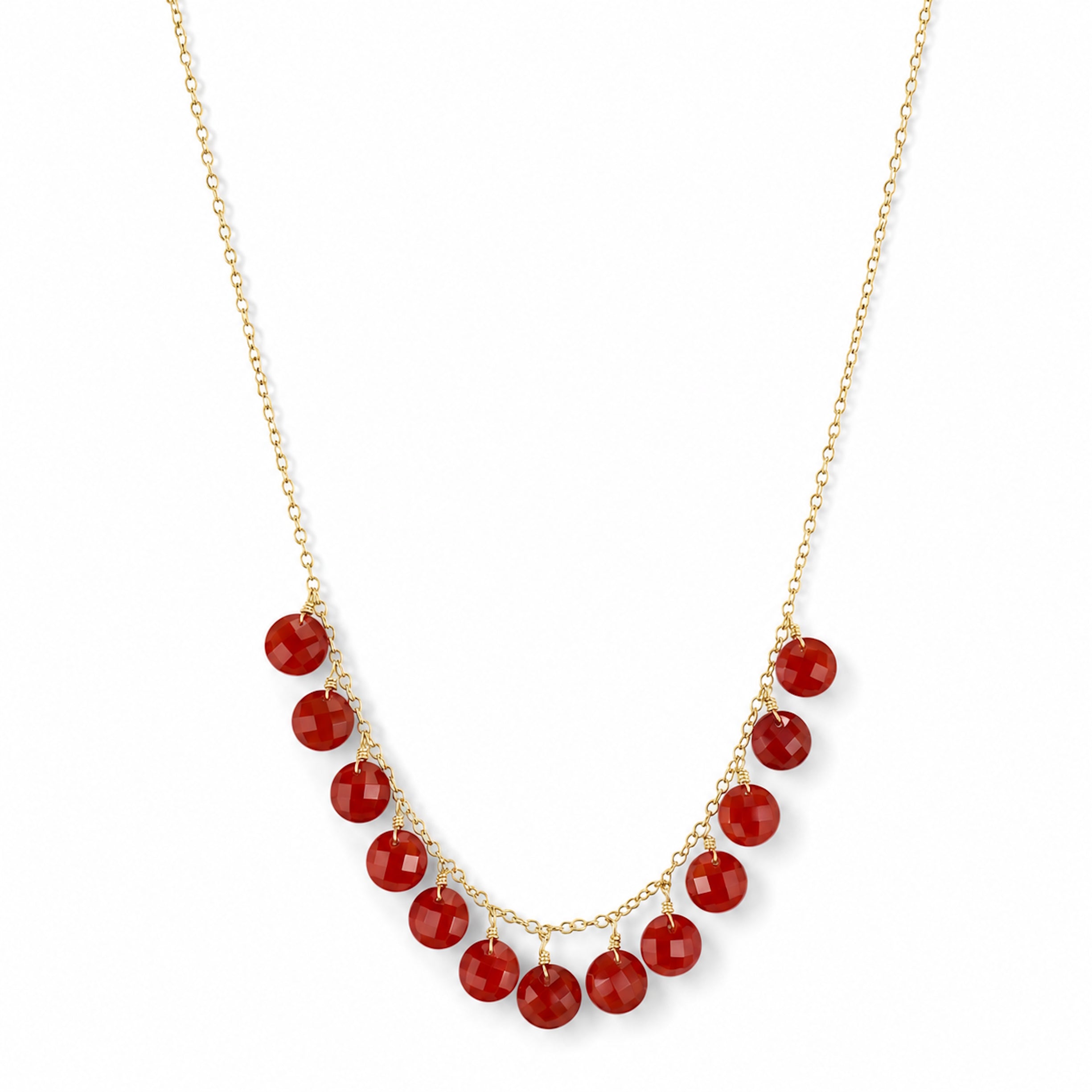 14k Carnelian Coin Drop Necklace