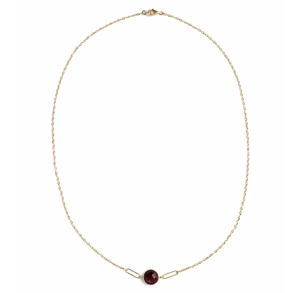 14k Garnet Paperclip Center Necklace