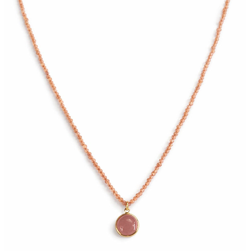 14k Gemstones Small Beads with Mix Pendant Necklace