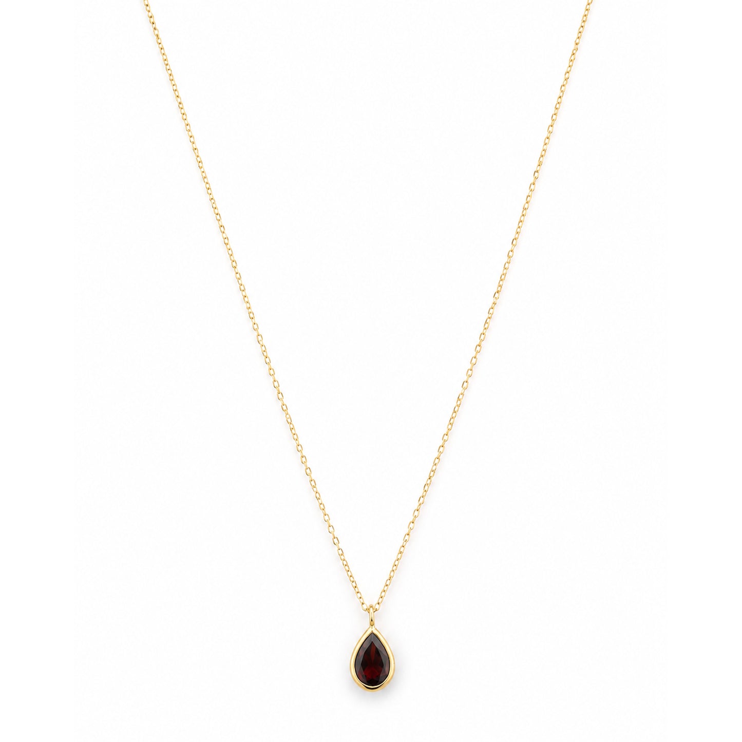14k Garnet Pear Shape Pendant Necklace