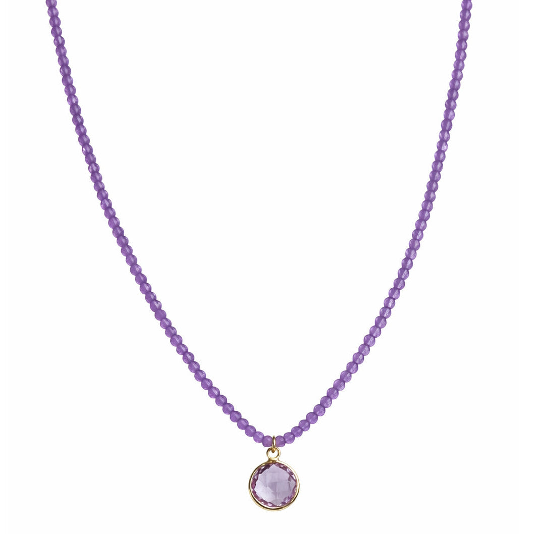 14k Gemstones Small Beads with Mix Pendant Necklace