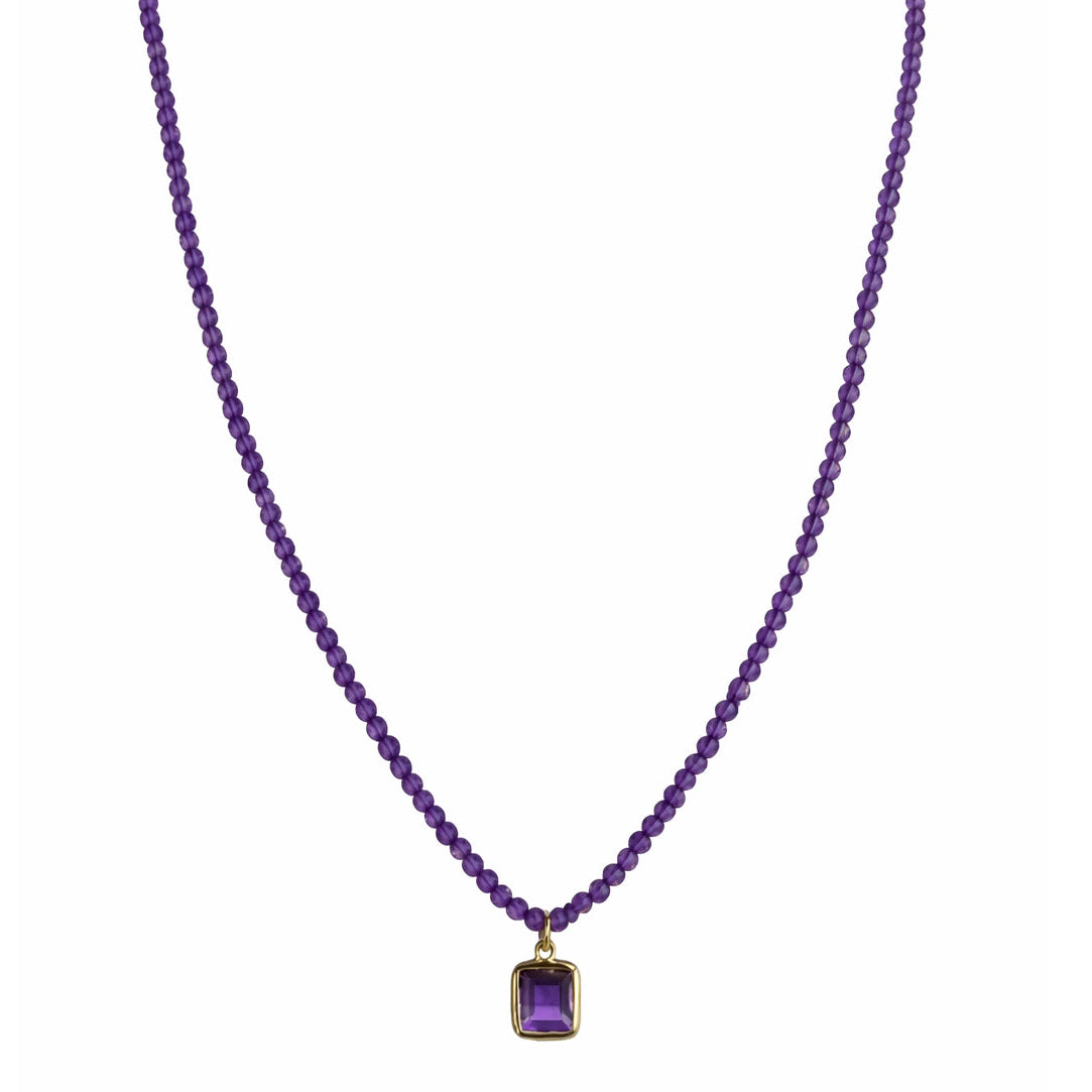 14k Gemstones Small Beads with Mix Pendant Necklace